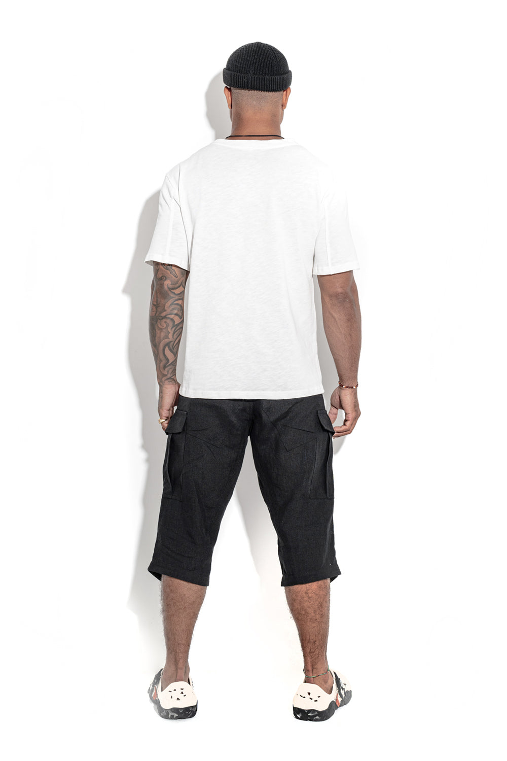 Natural White T-shirt with a geometric seam