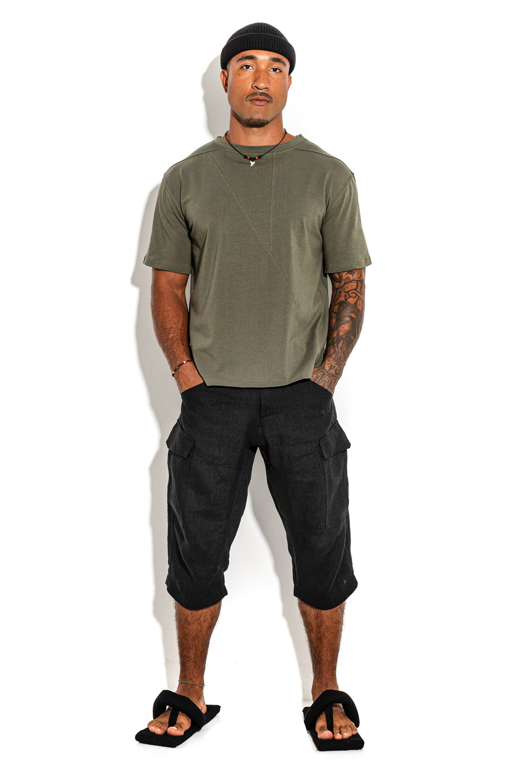 Khaki Front line cotton T-shirt