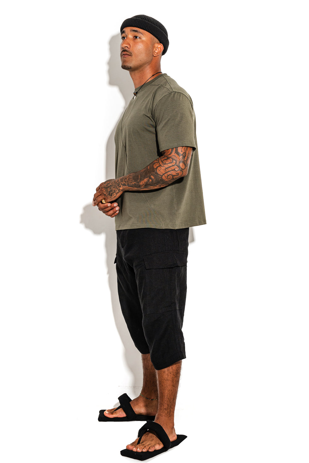 Khaki Front line cotton T-shirt