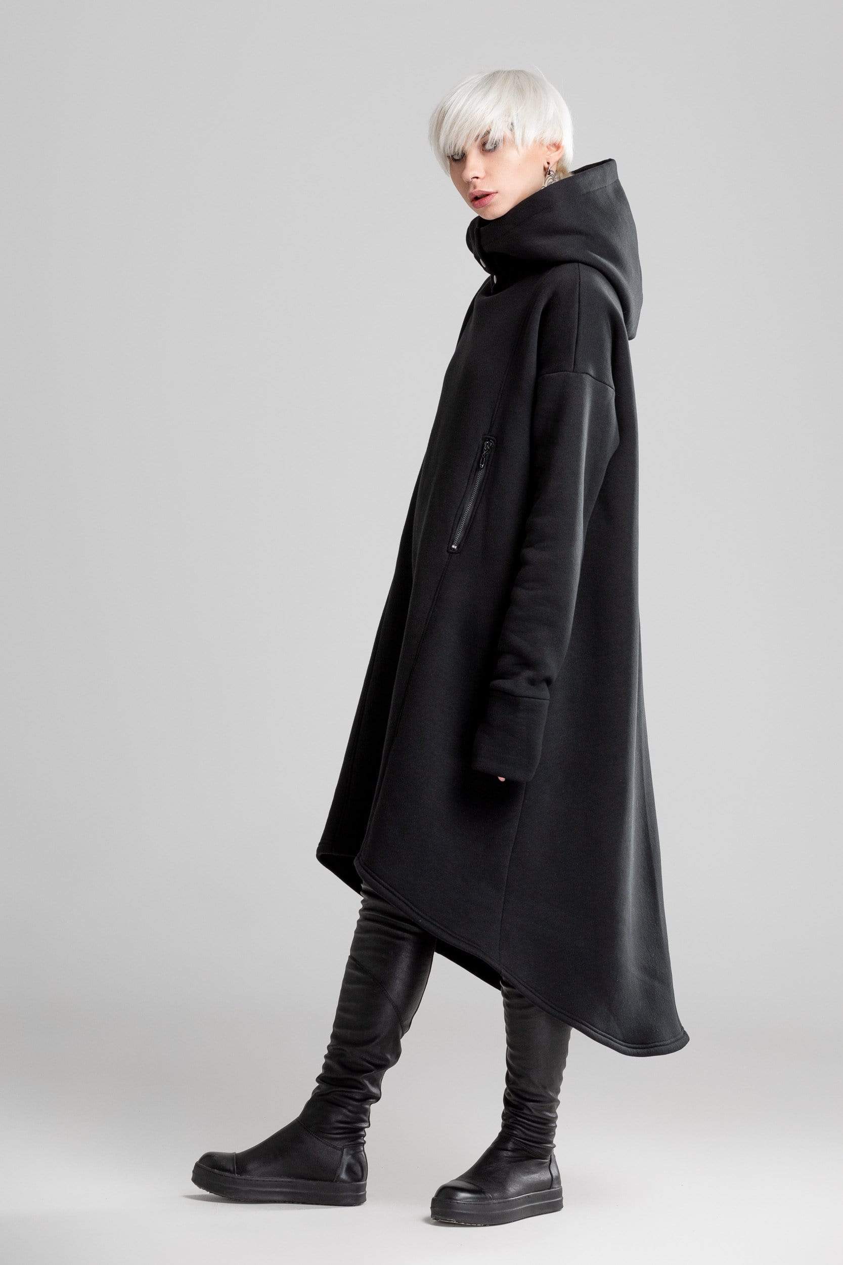 MDNT45 Black hooded dress