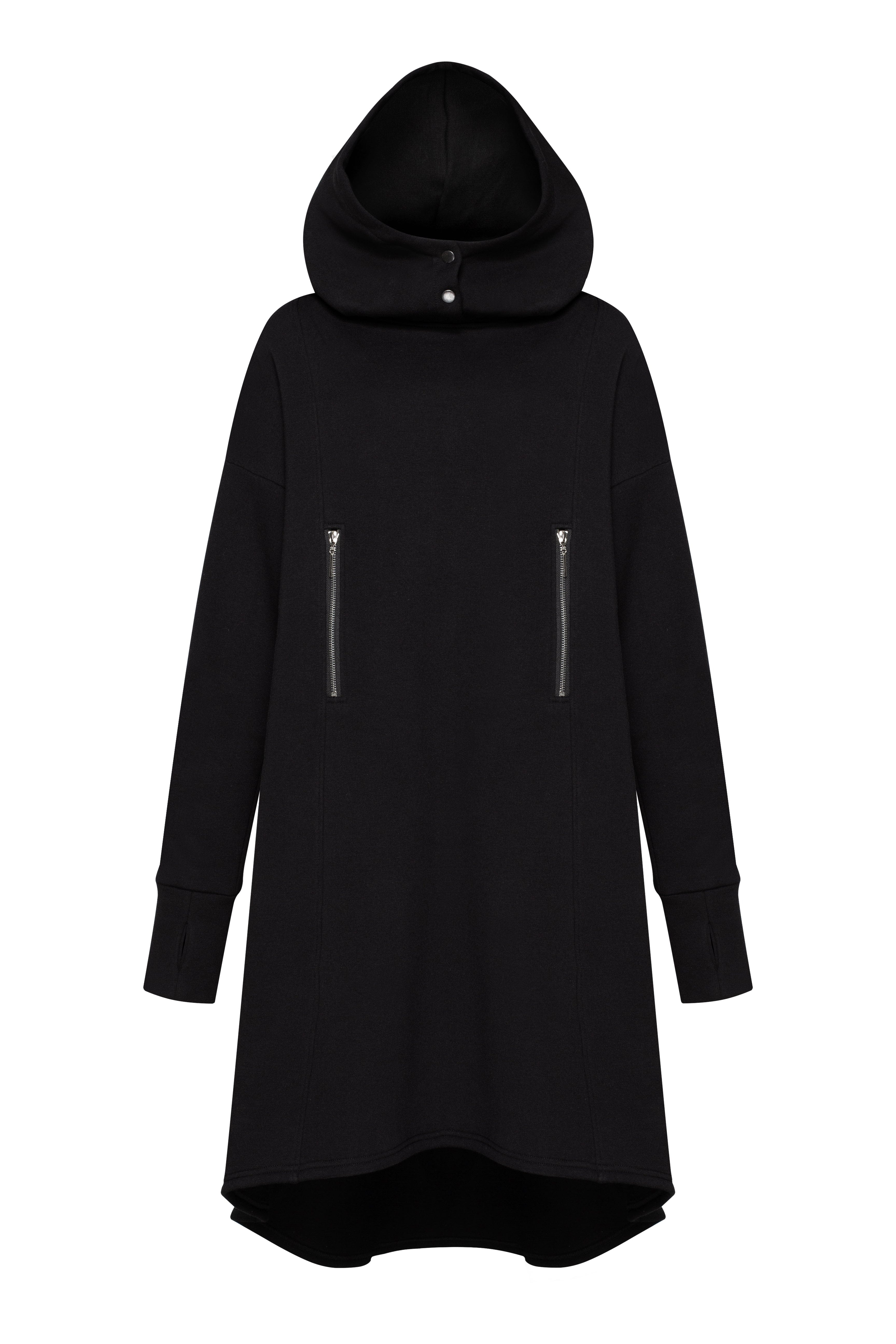 MDNT45 Black hooded dress