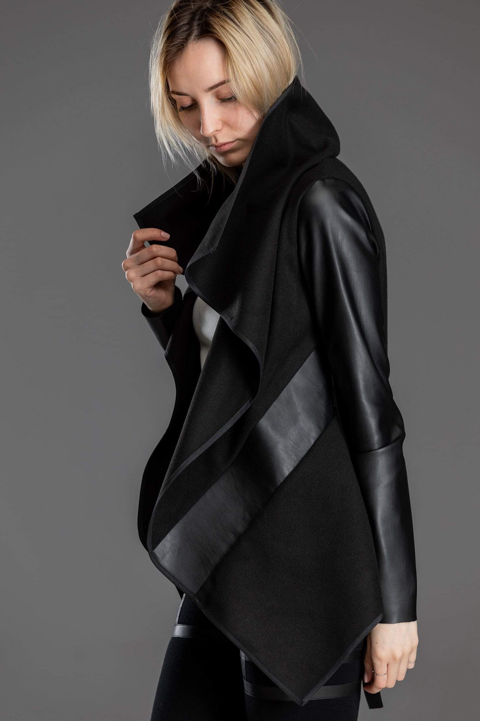 MDNT45 Coats & Jackets for Woman Asymmetric black jacket