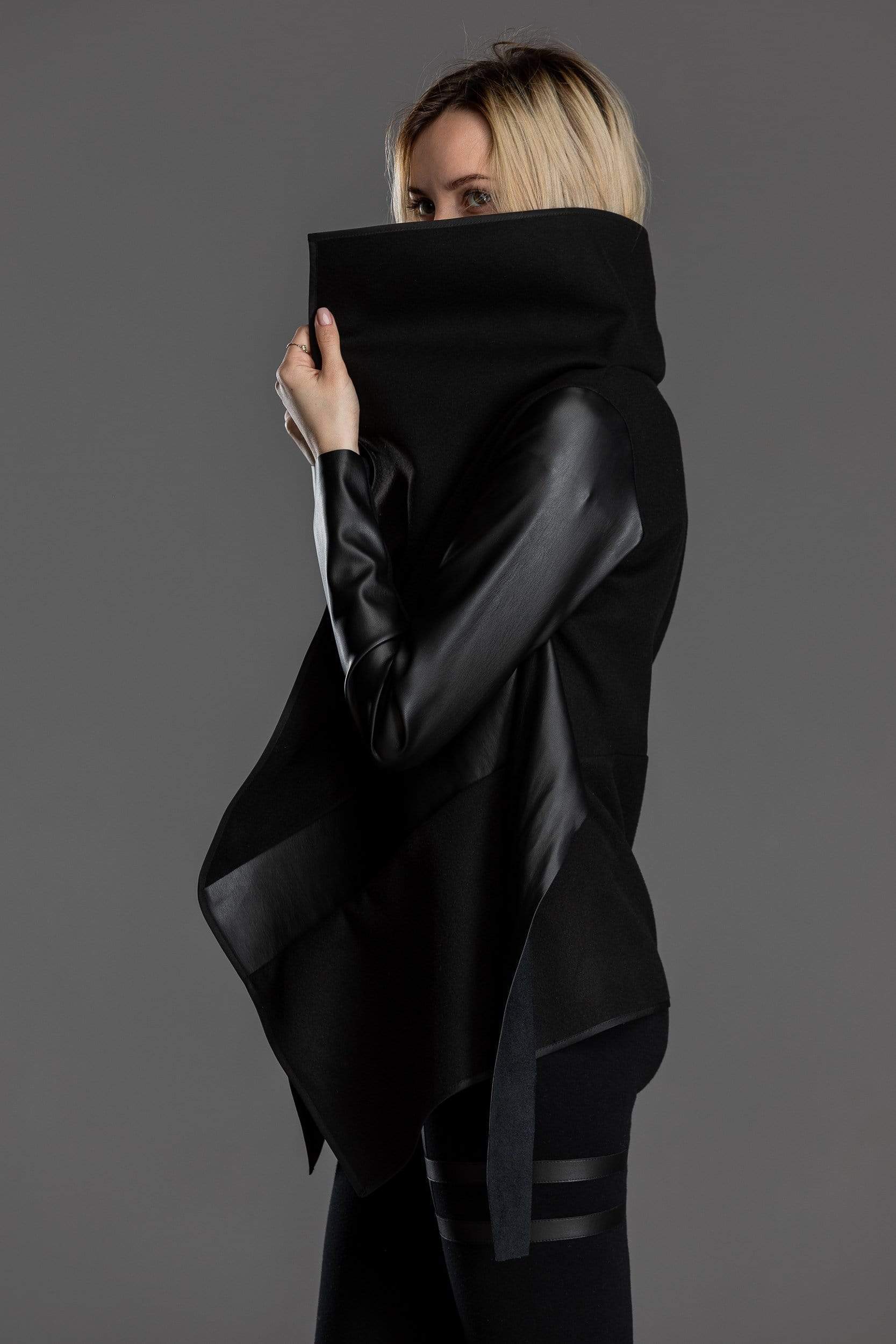 MDNT45 Coats & Jackets for Woman Asymmetric black jacket