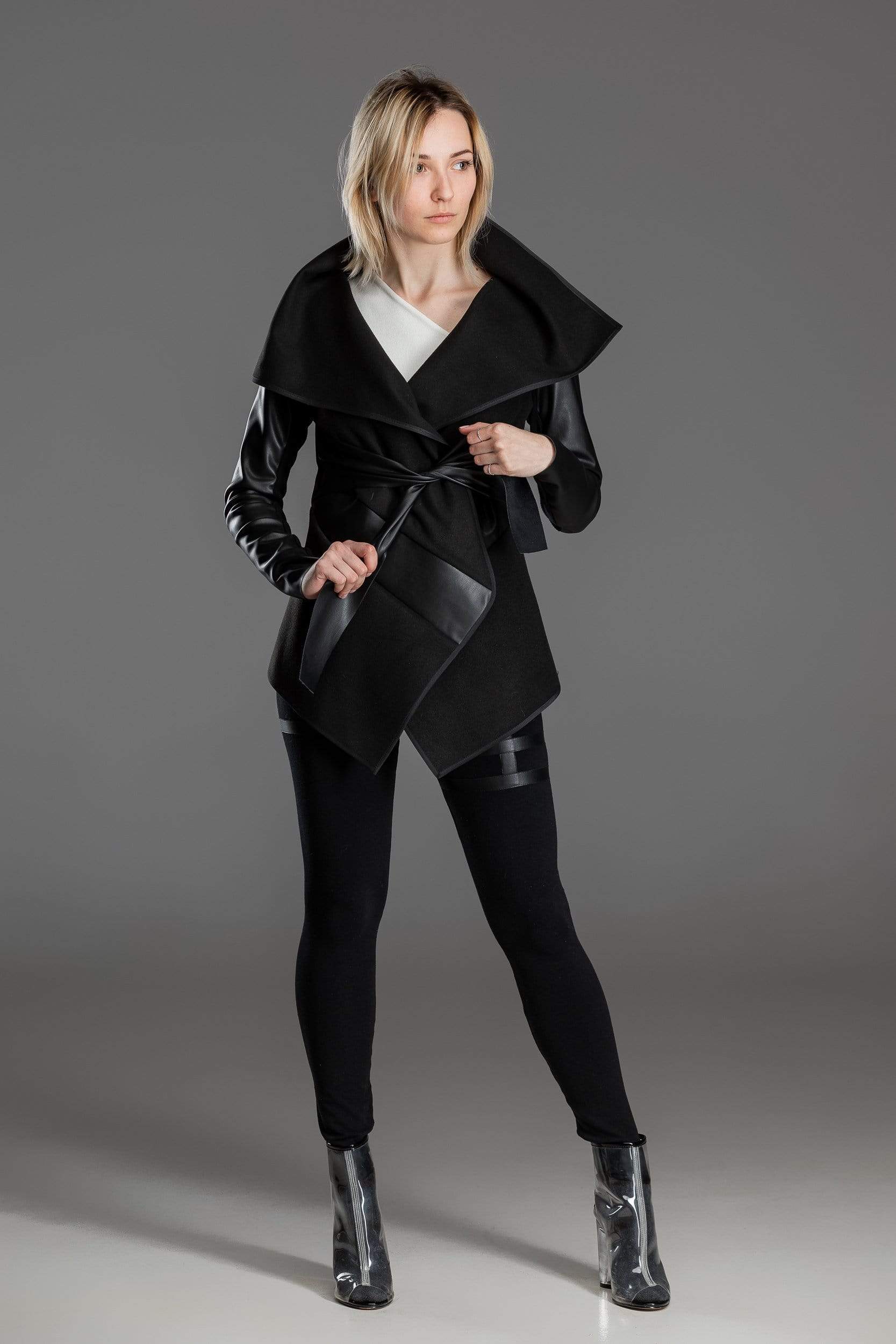 MDNT45 Coats & Jackets for Woman Asymmetric black jacket