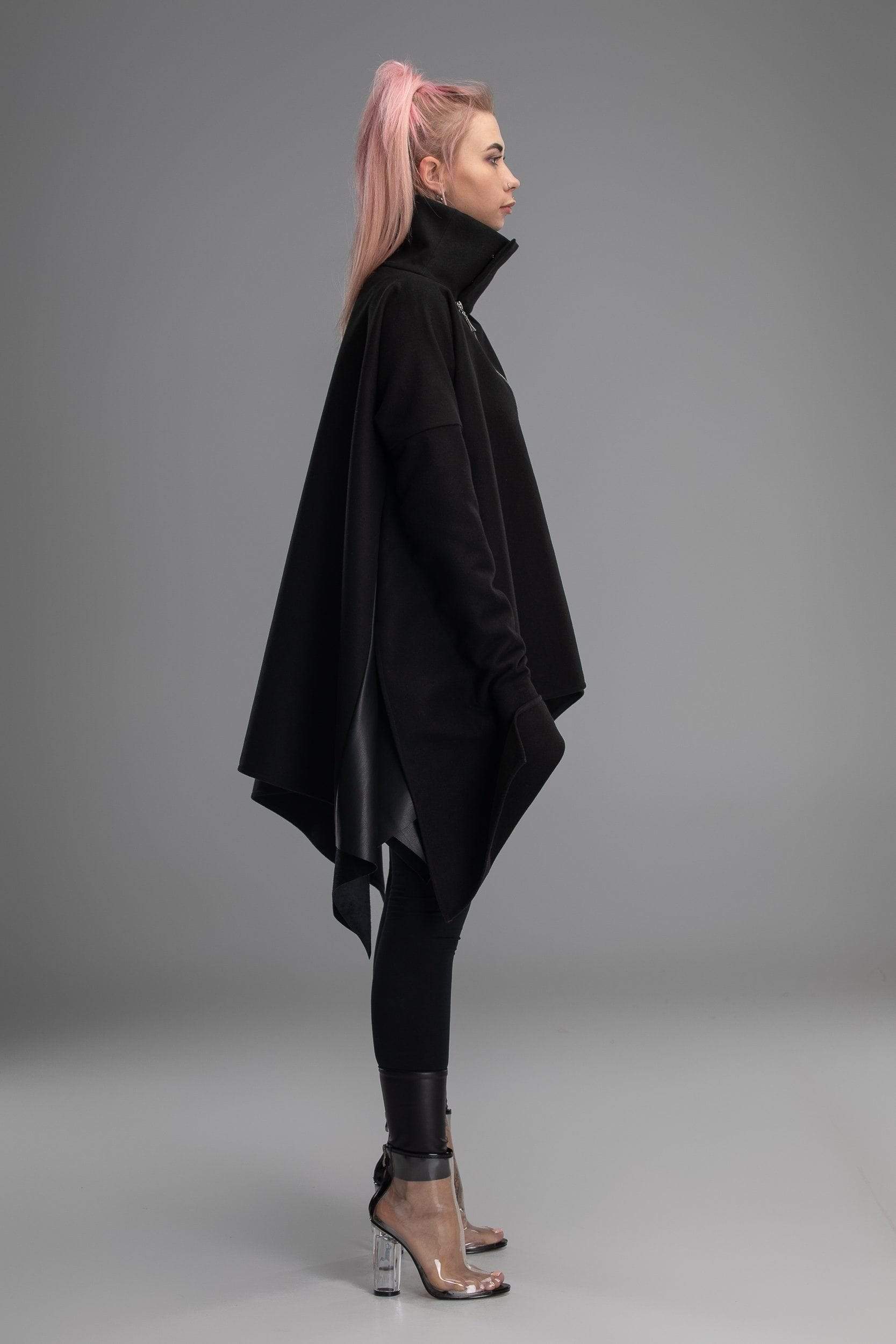 MDNT45 Coats & Jackets for Woman Asymmetric zipped poncho