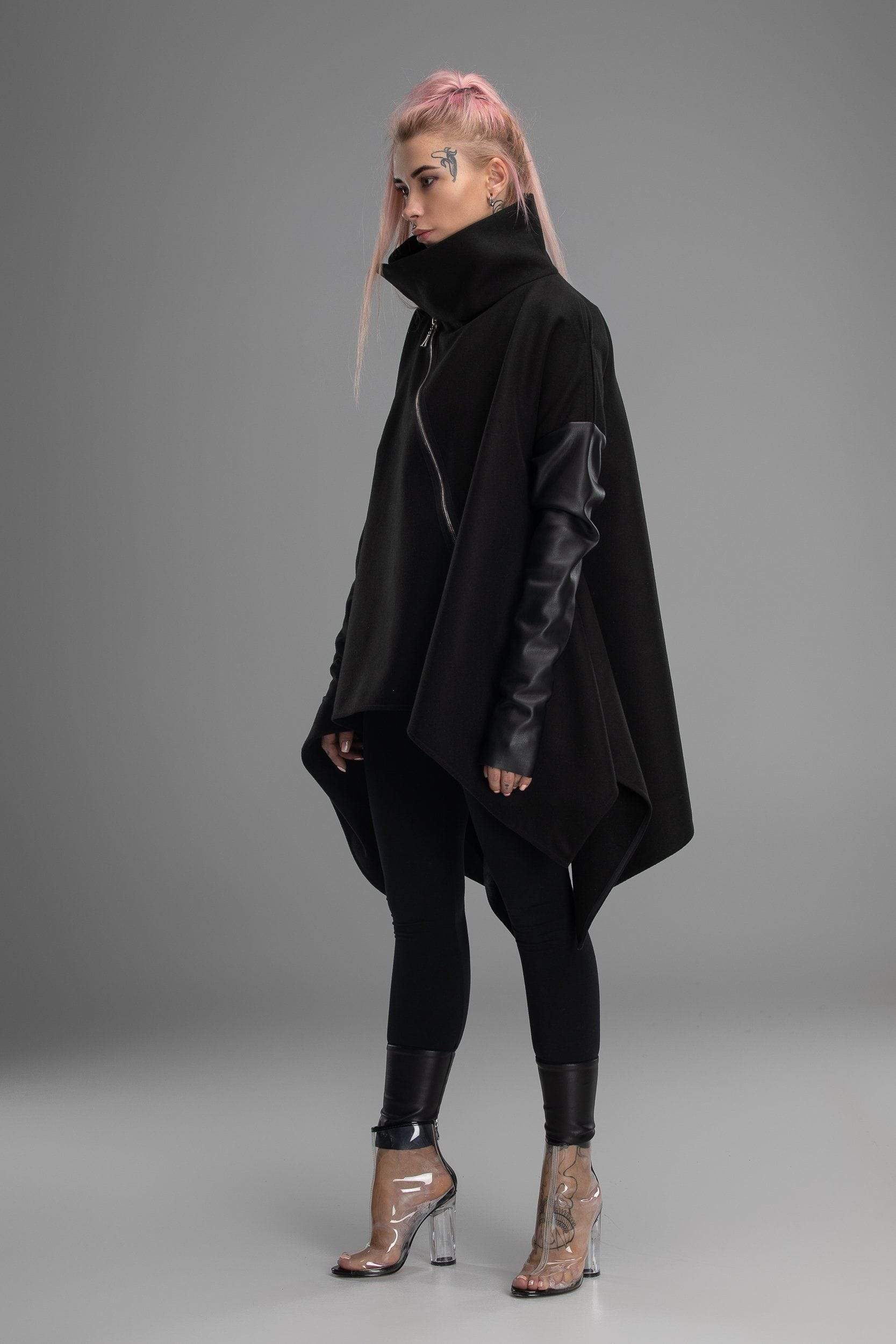 MDNT45 Coats & Jackets for Woman Asymmetric zipped poncho