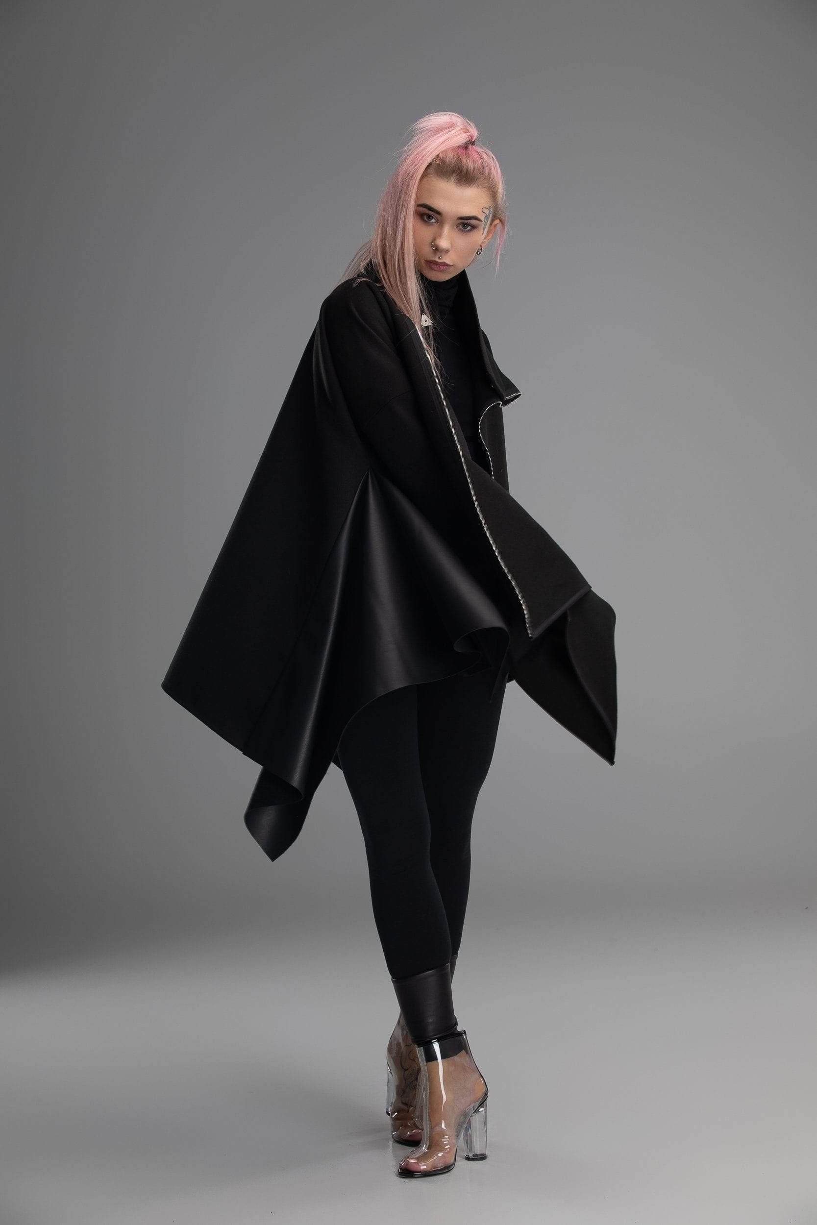 MDNT45 Coats & Jackets for Woman Asymmetric zipped poncho