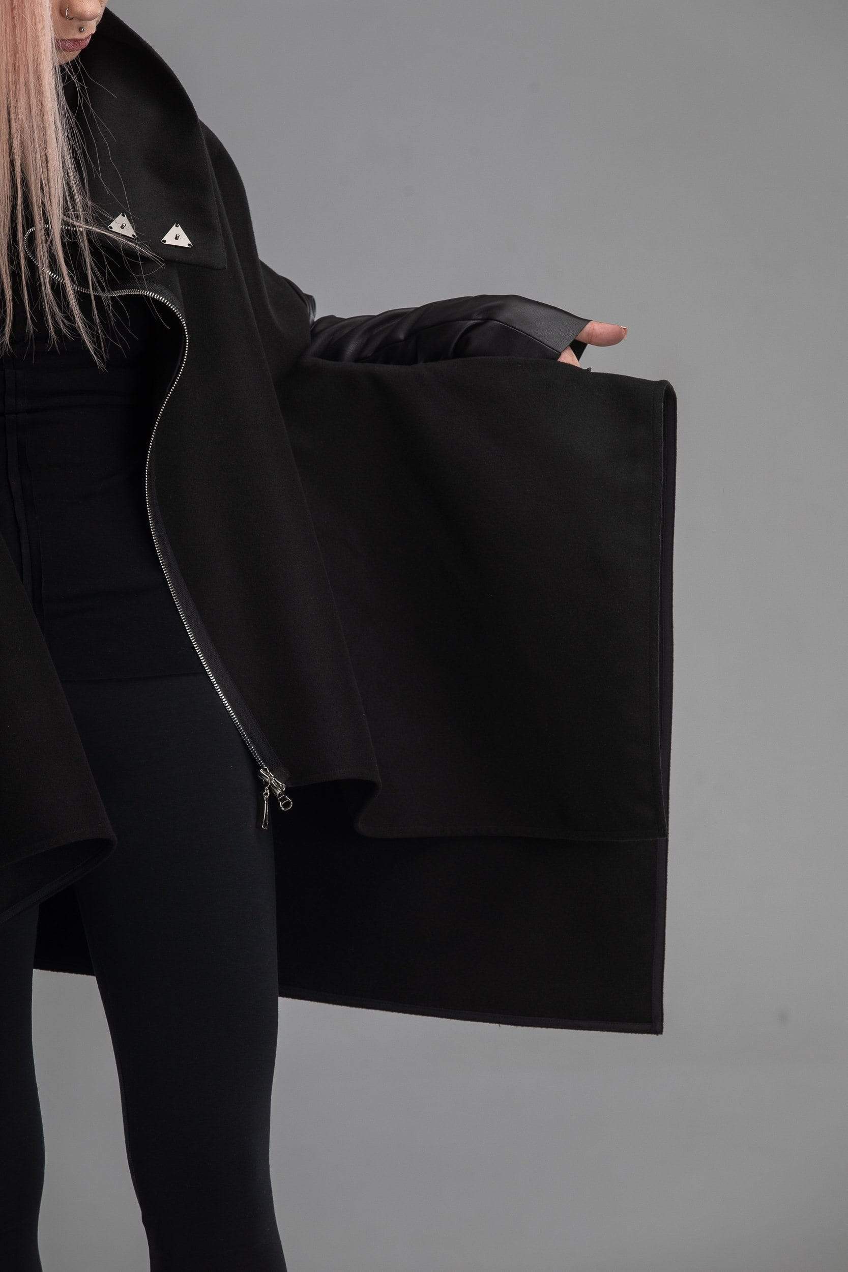 MDNT45 Coats & Jackets for Woman Asymmetric zipped poncho