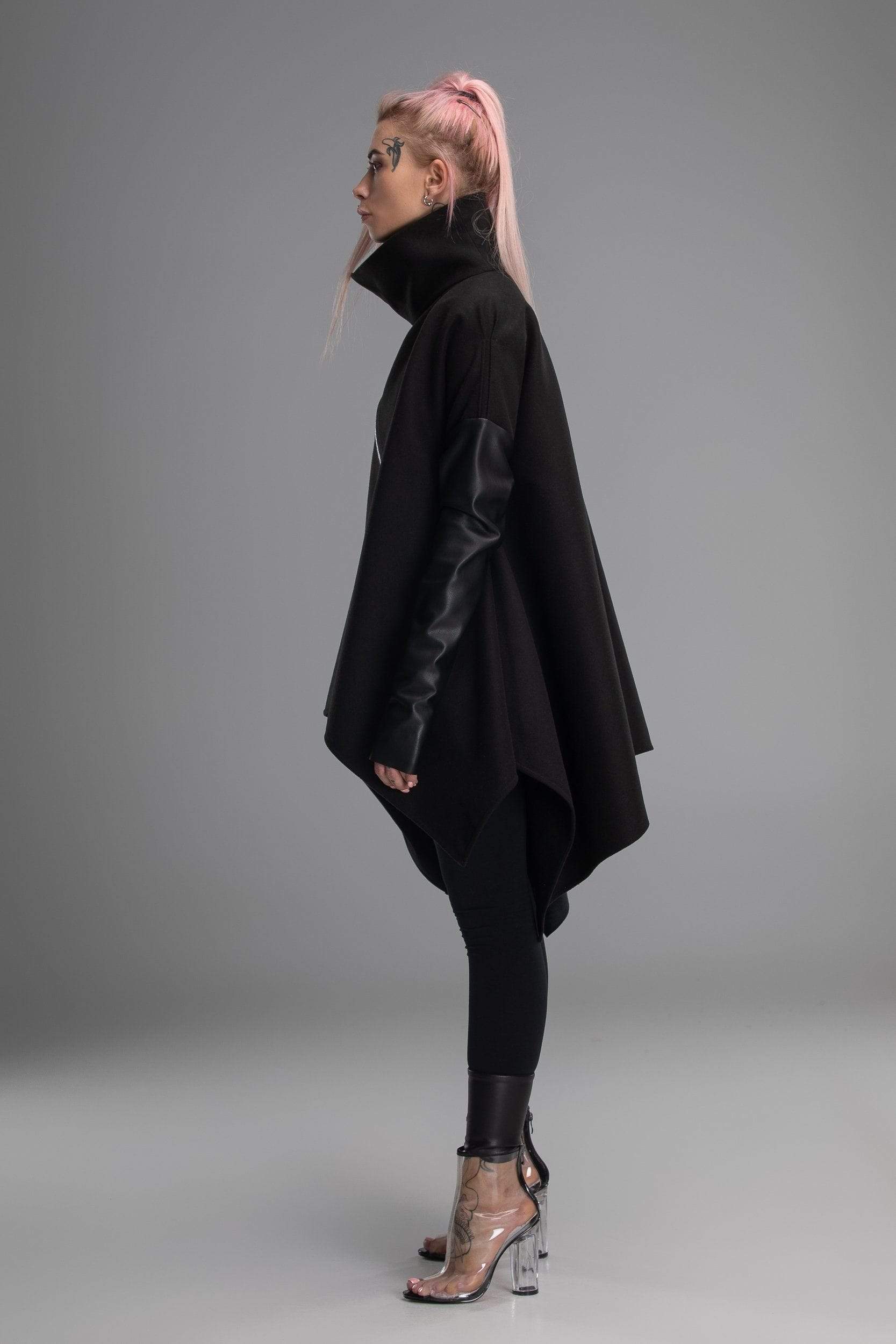 MDNT45 Coats & Jackets for Woman Asymmetric zipped poncho
