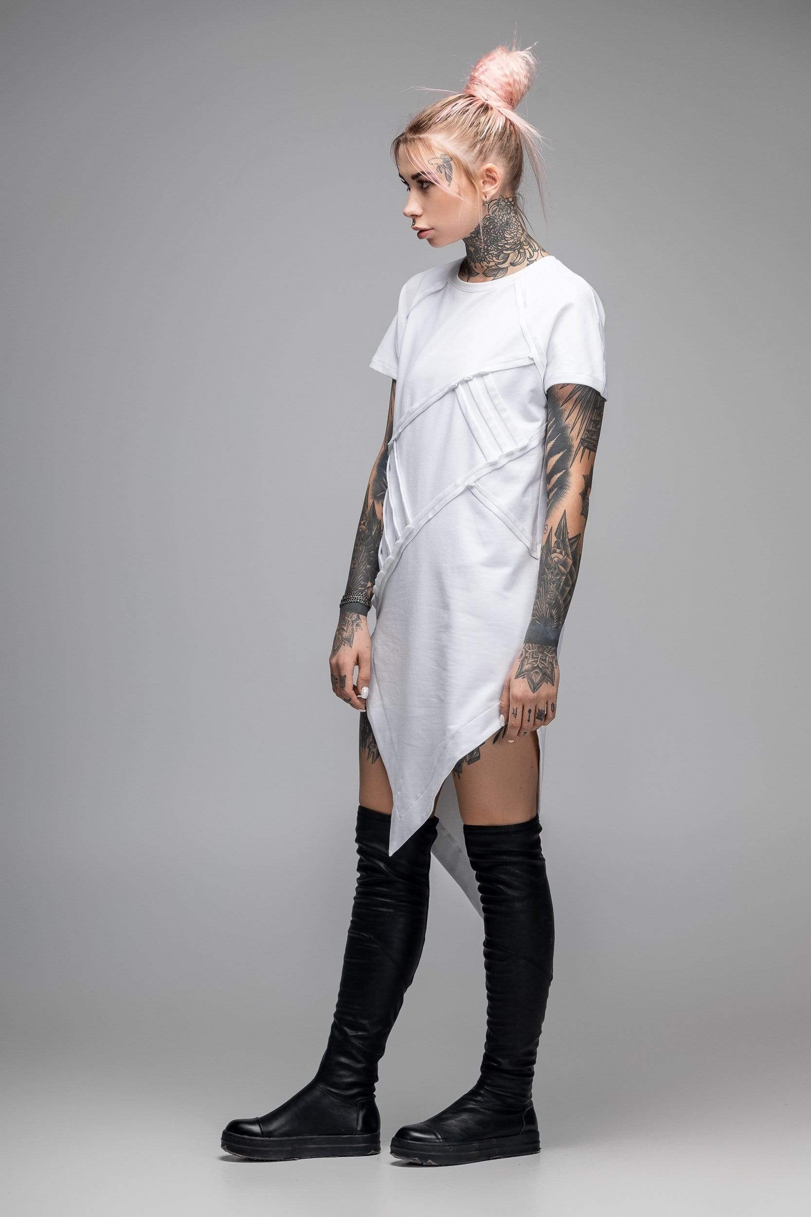 MDNT45 Dresses Asymmetric white T-shirt dress