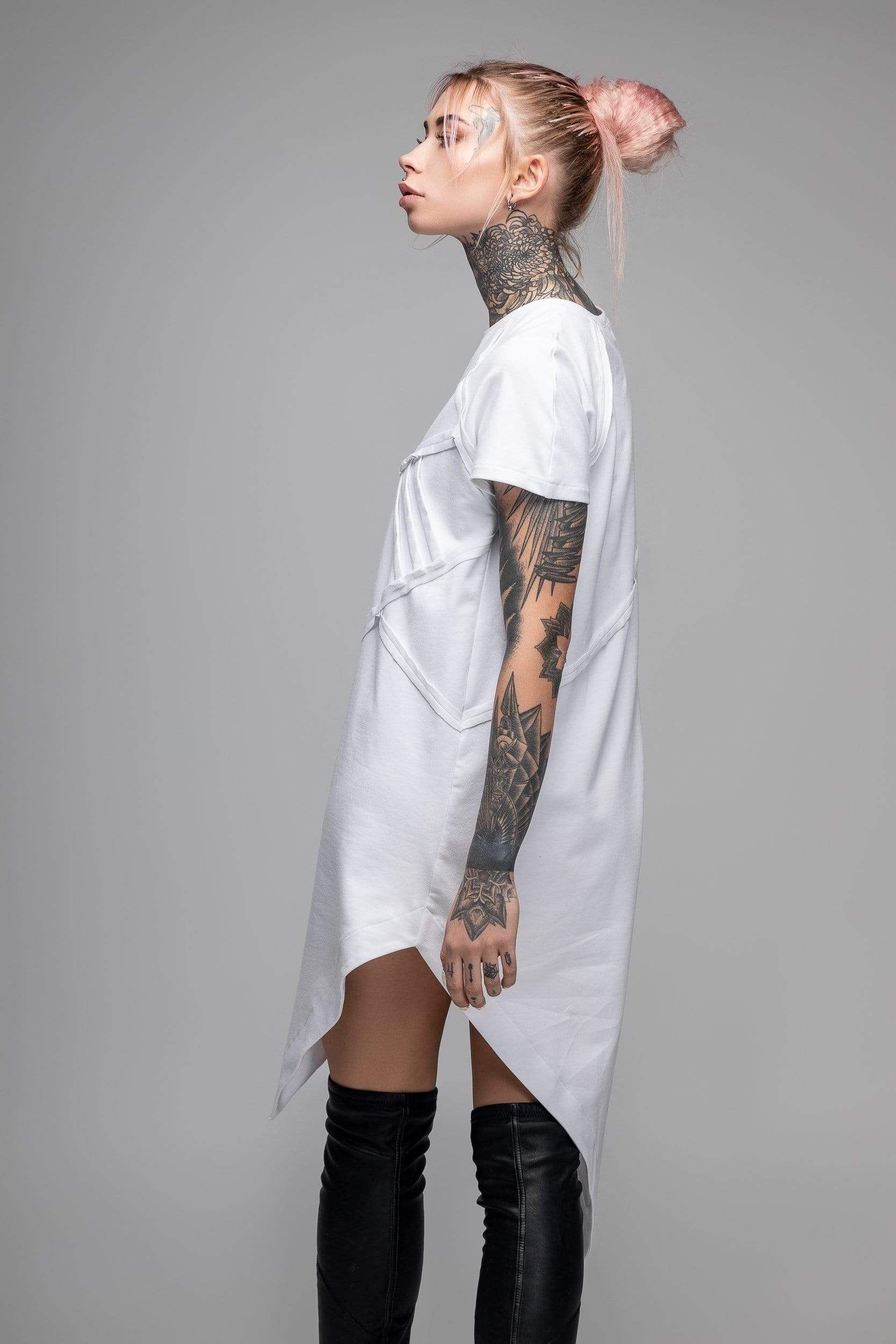 MDNT45 Dresses Asymmetric white T-shirt dress