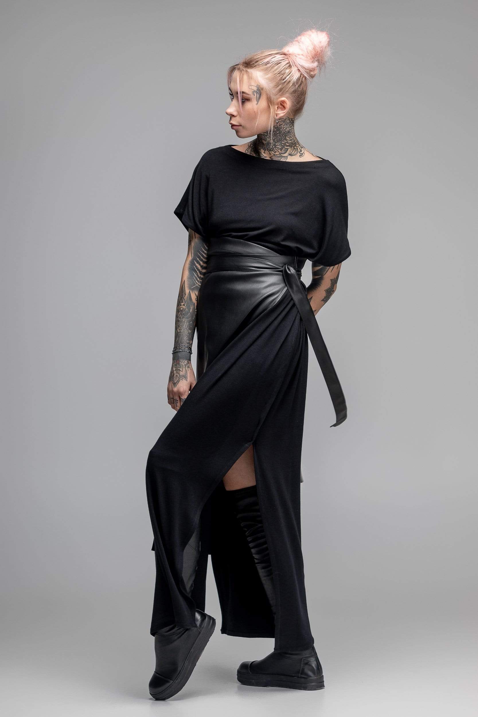 MDNT45 Dresses One size / Black Oversized black maxi dress