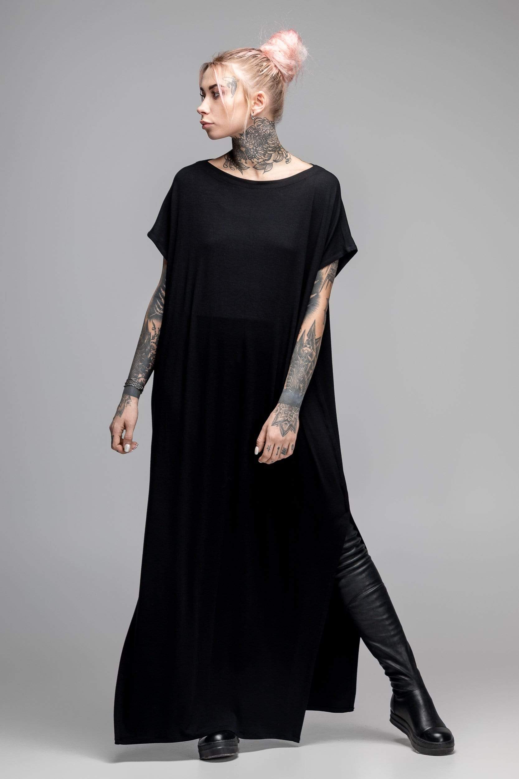 MDNT45 Dresses One size / Black Oversized black maxi dress