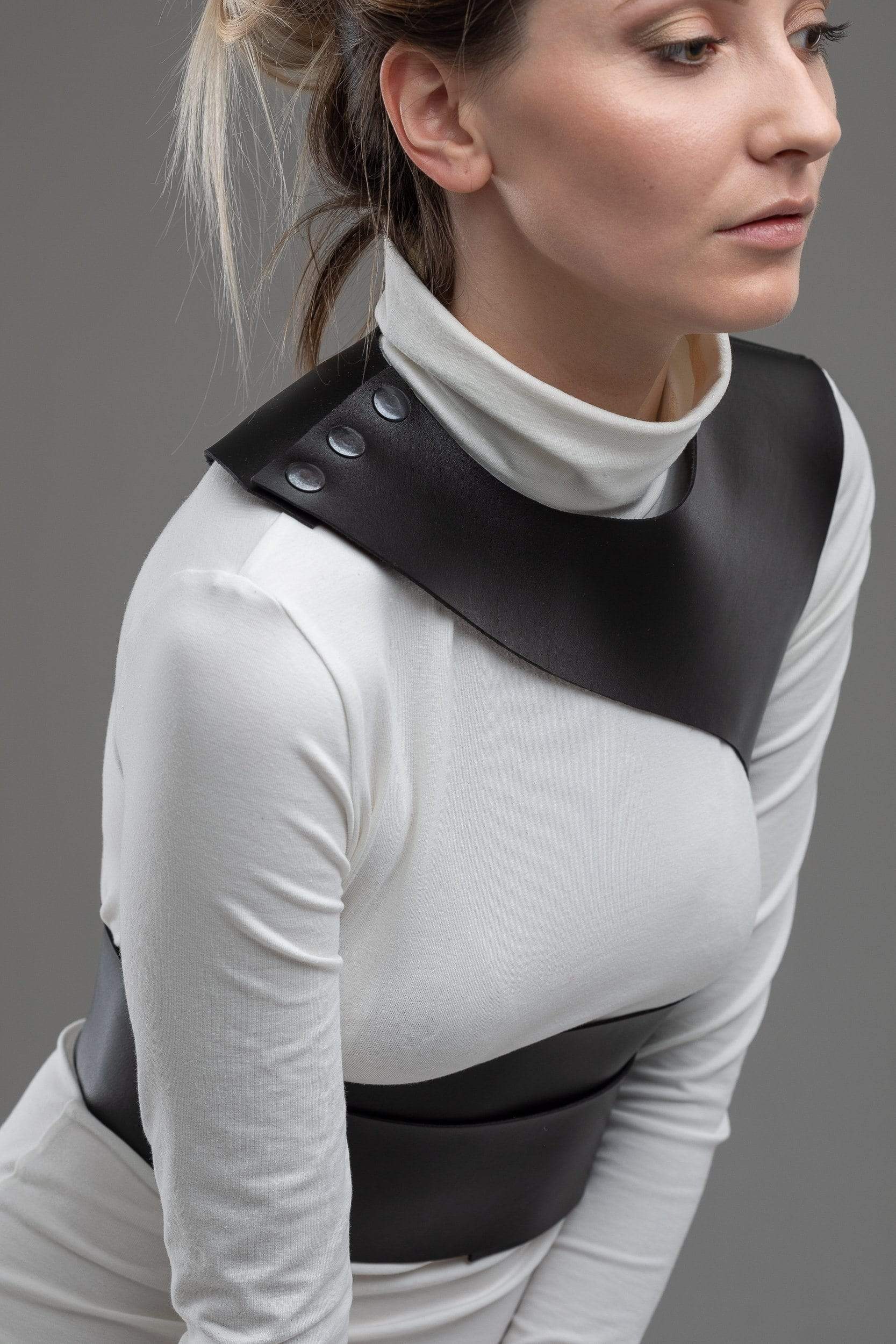 MDNT45 Harness & Eco Leathered Black leather body harness