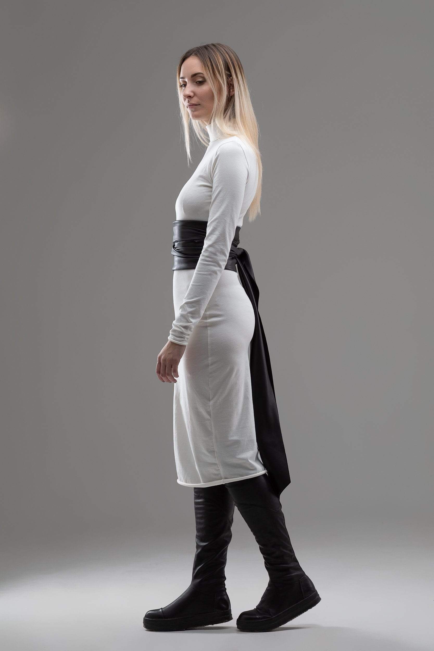MDNT45 Harness & Eco Leathered One size / Black Faux leather kimono belt