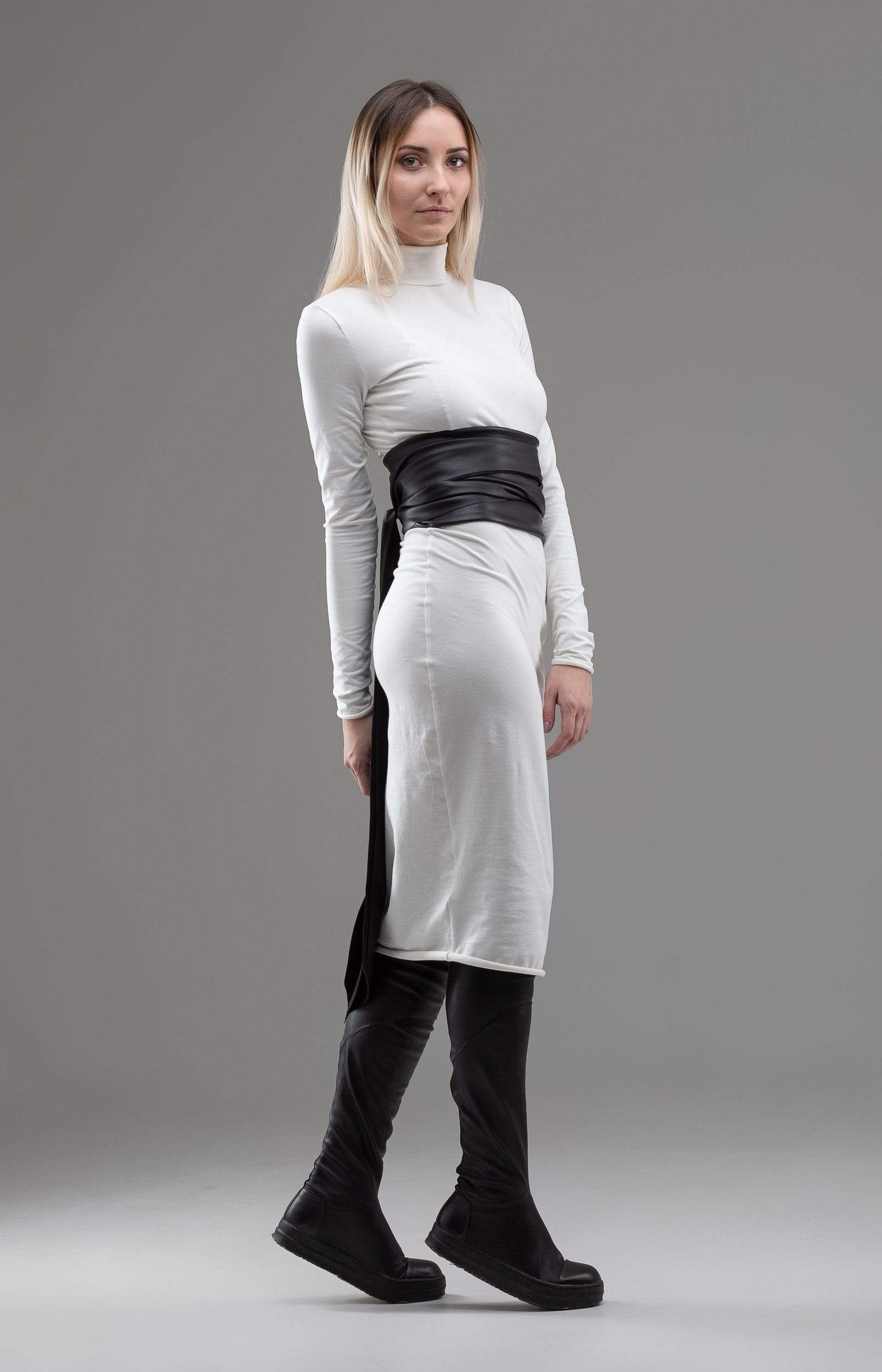 MDNT45 Harness & Eco Leathered One size / Black Faux leather kimono belt