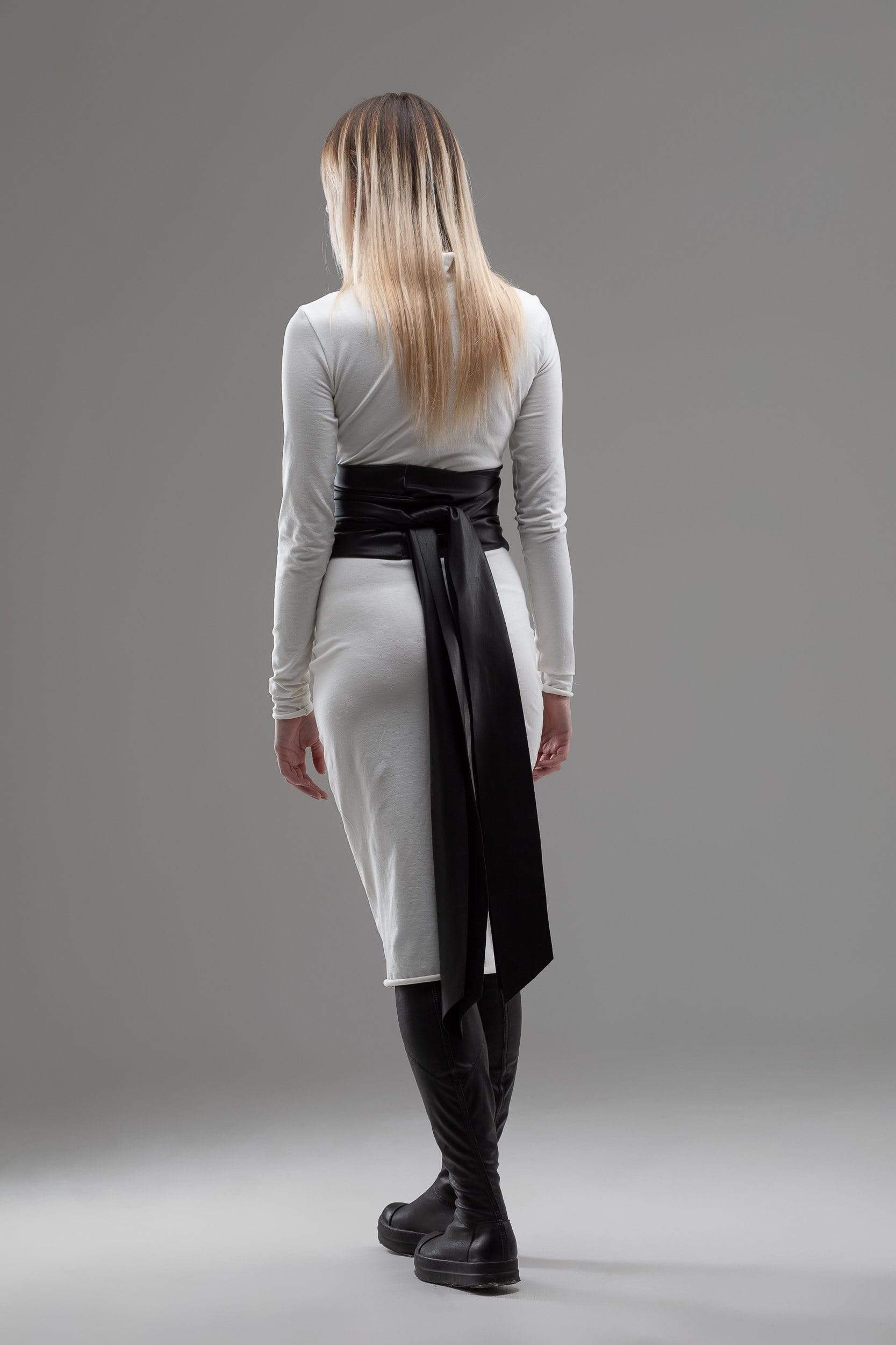 MDNT45 Harness & Eco Leathered One size / Black Faux leather kimono belt
