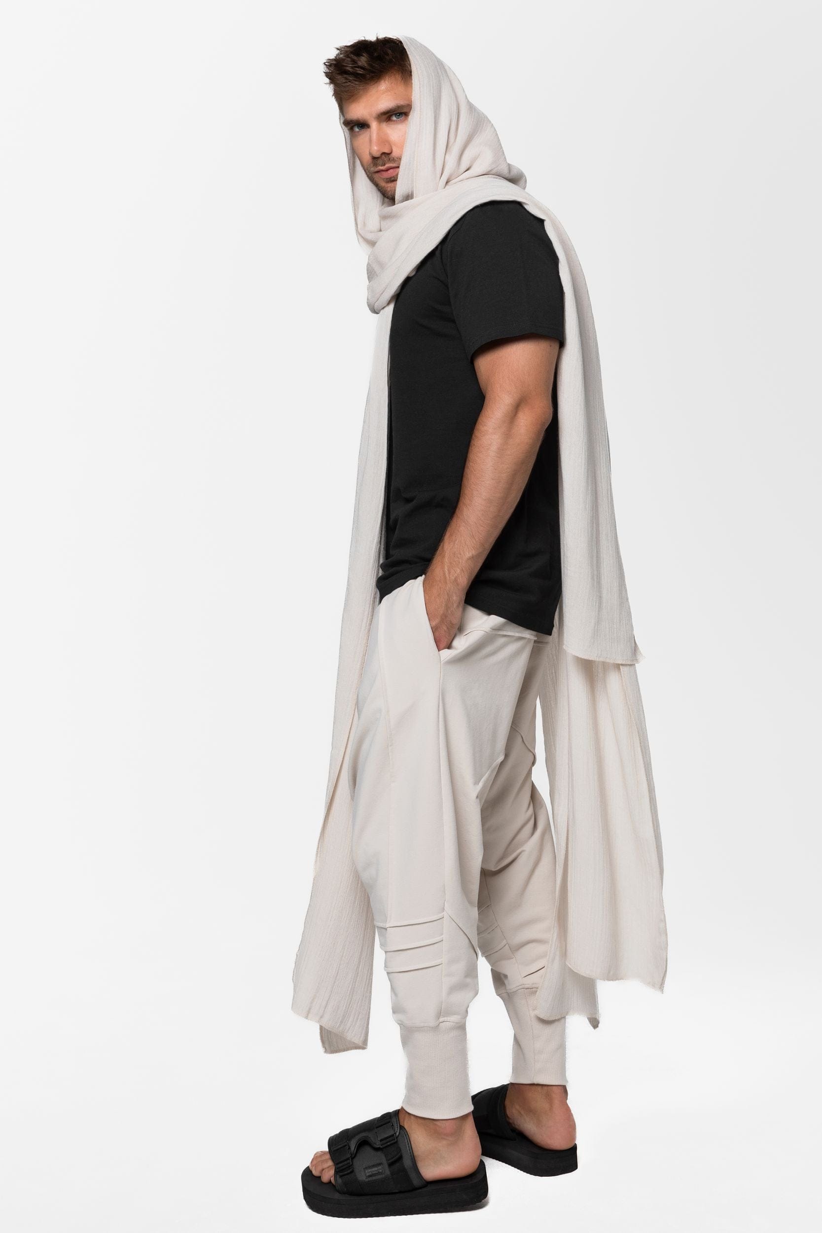 MDNT45 One size / Beige Fluid muslin scarf