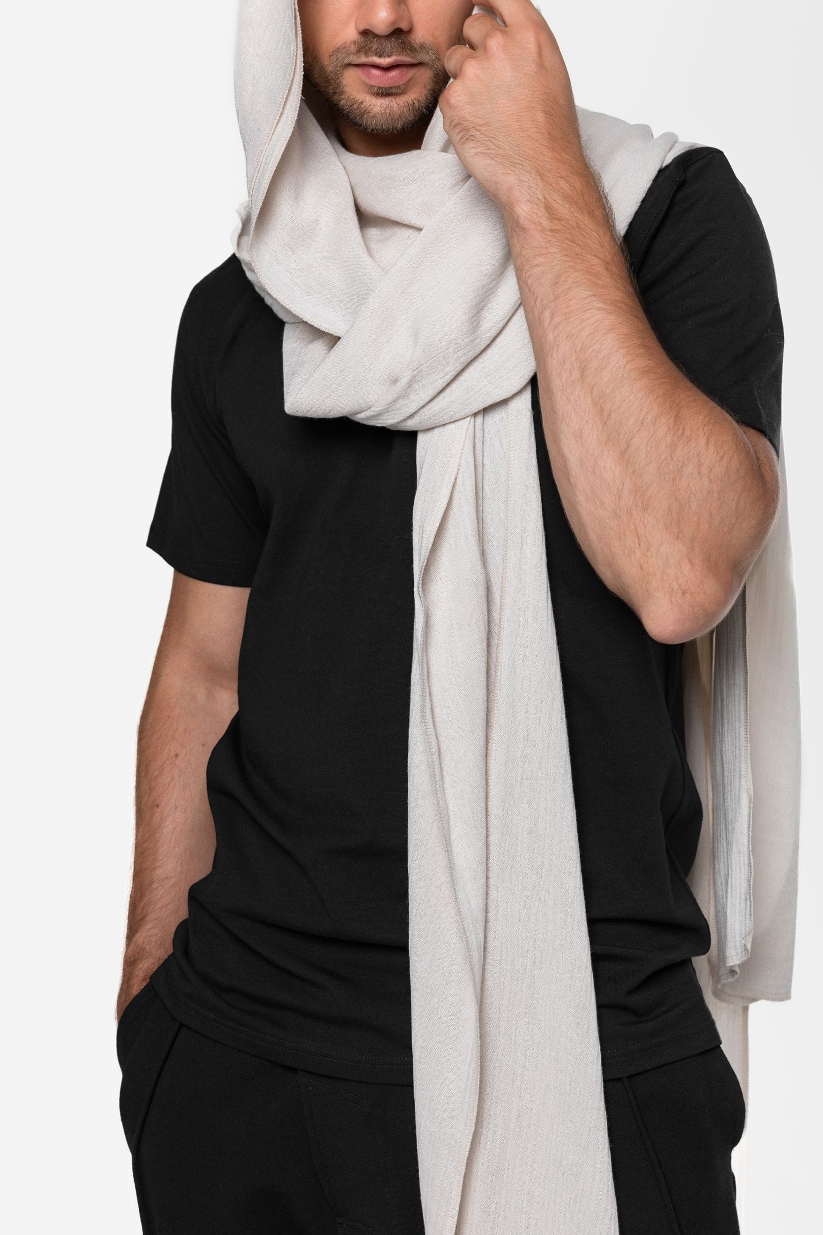 MDNT45 One size / Beige Fluid muslin scarf