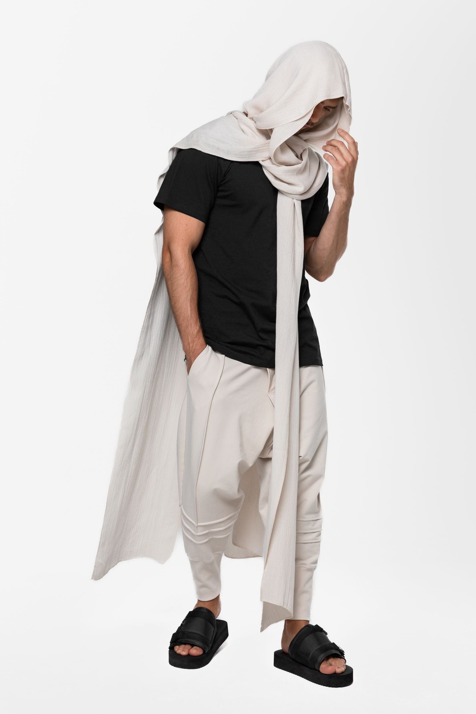 MDNT45 One size / Beige Fluid muslin scarf
