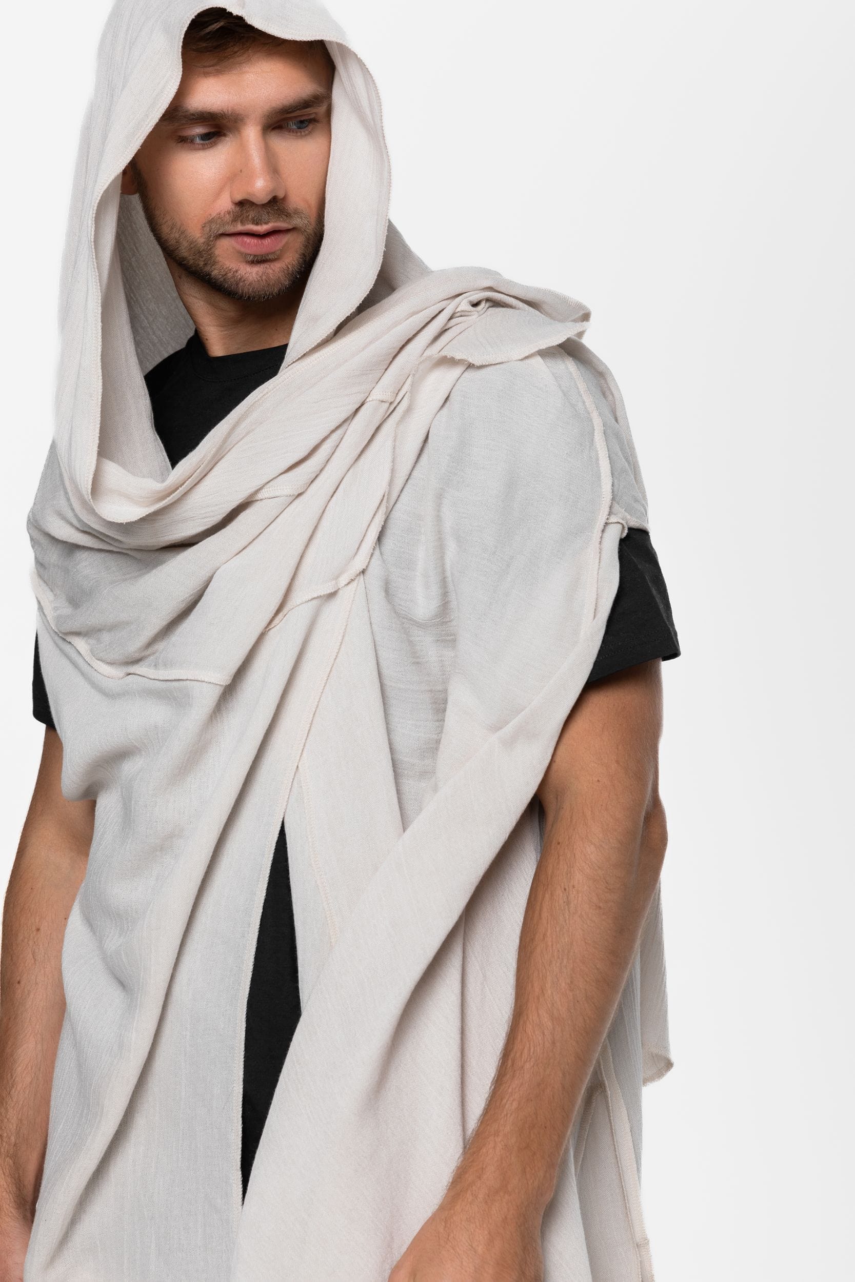 MDNT45 One size / Beige Sleeveless muslin cardigan