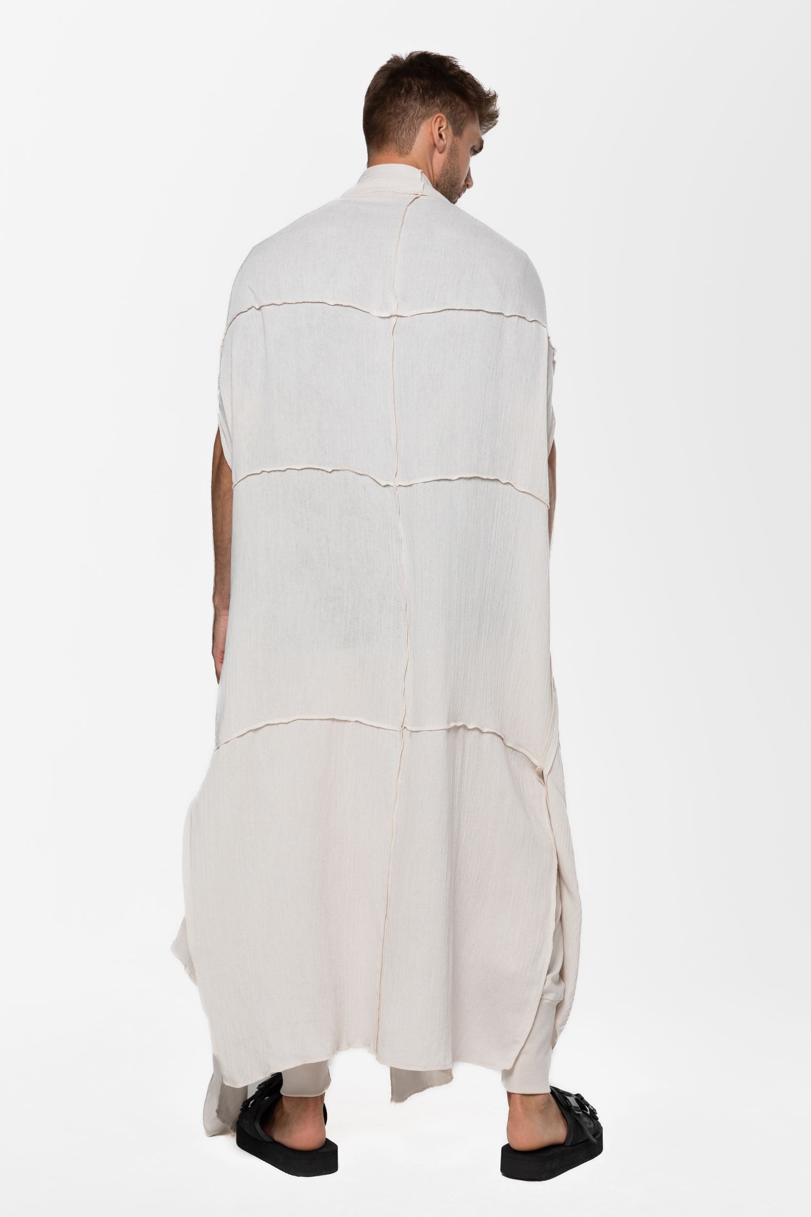 MDNT45 One size / Beige Sleeveless muslin cardigan