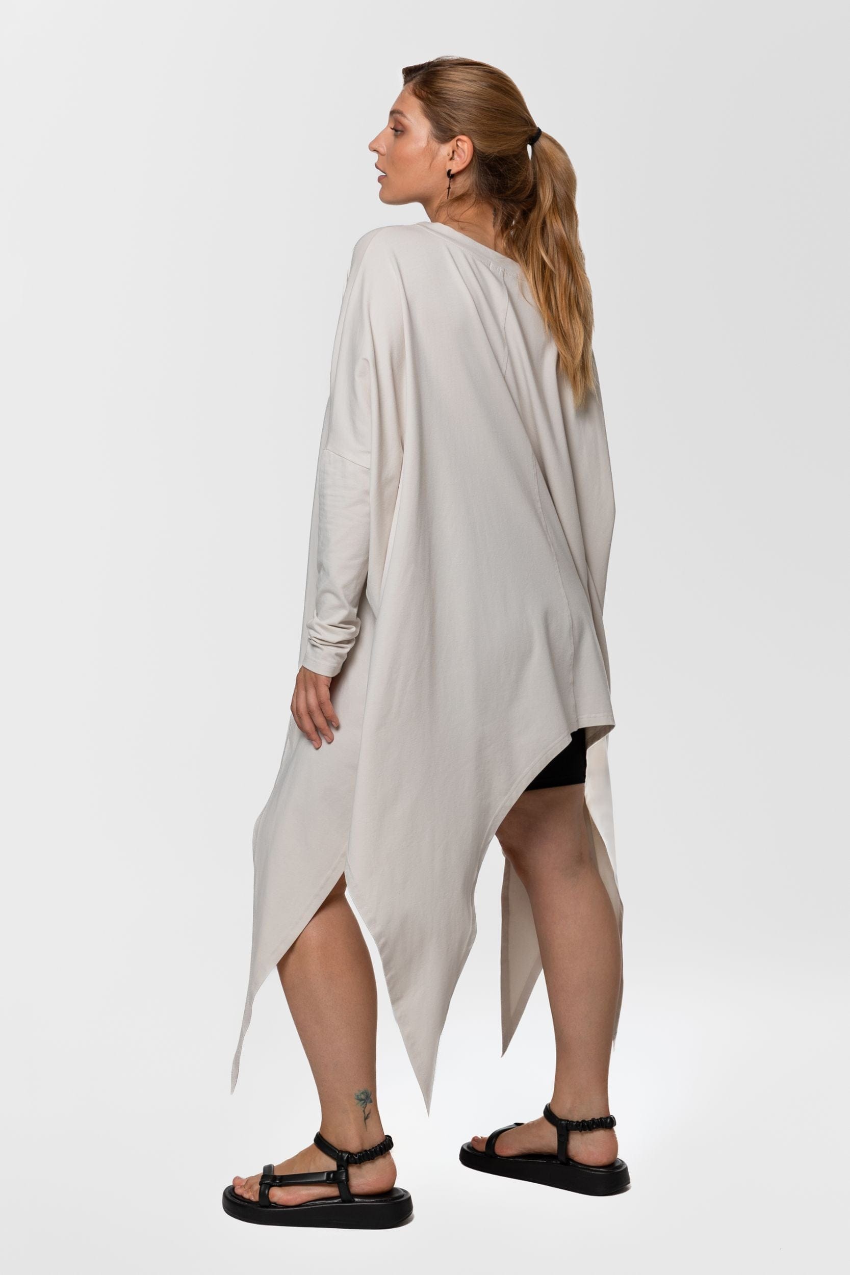 MDNT45 Oversized asymmetric cotton jersey tunic