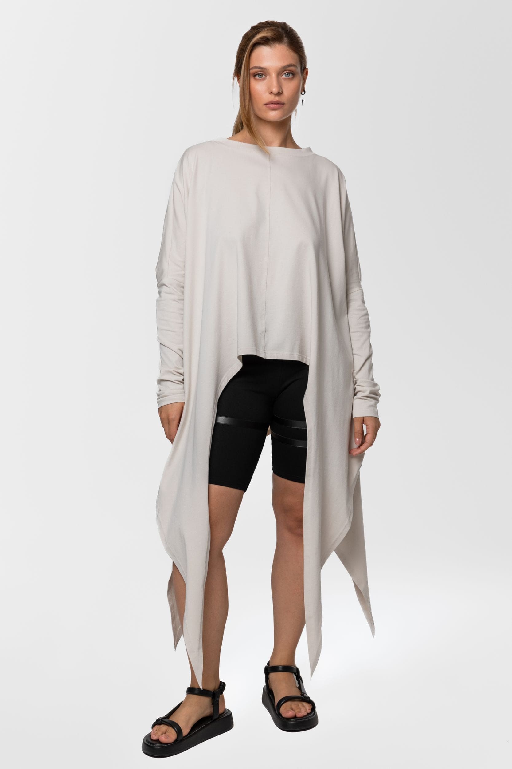 MDNT45 Oversized asymmetric cotton jersey tunic