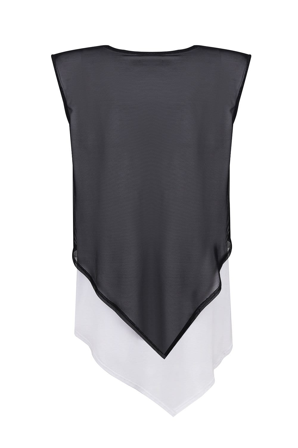 MDNT45 Sweaters, Tunics & Tops Asymmetrical white shirt with black mesh top