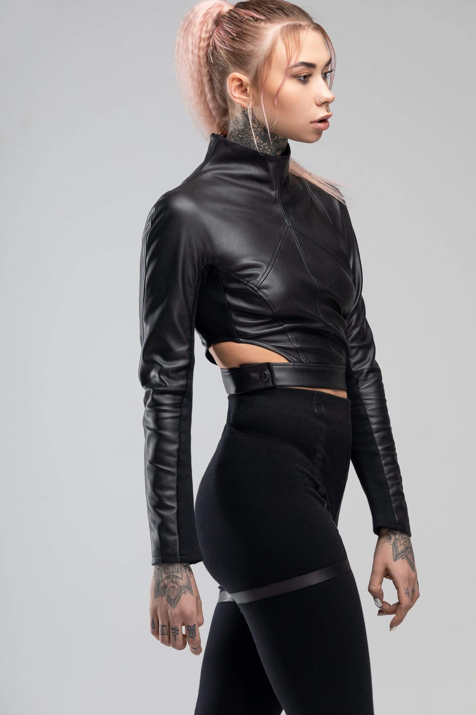 MDNT45 Sweaters, Tunics & Tops Black crop top