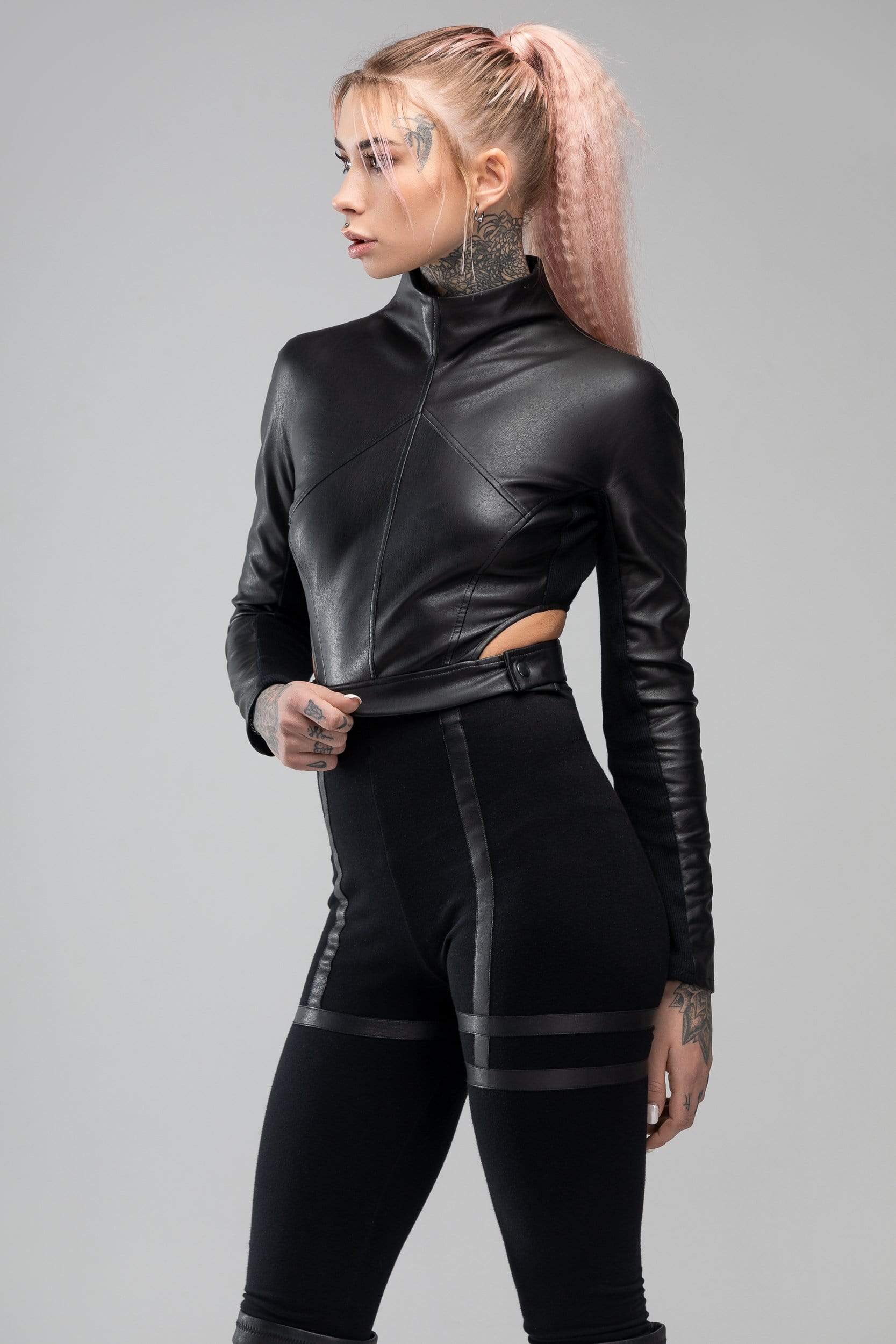MDNT45 Sweaters, Tunics & Tops Black crop top