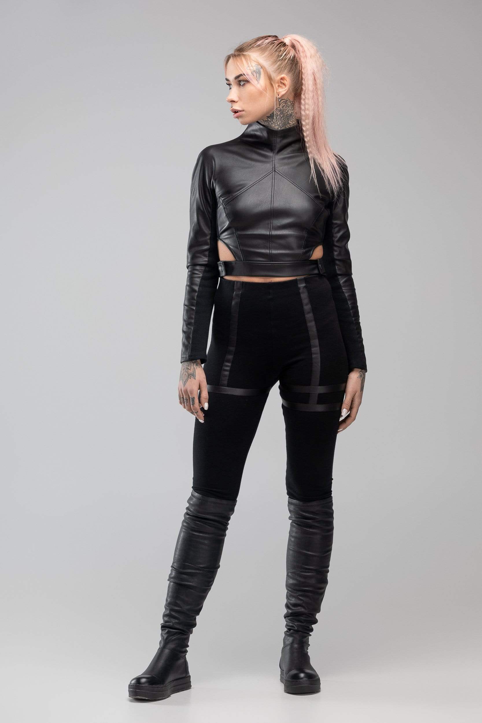 MDNT45 Sweaters, Tunics & Tops Black crop top