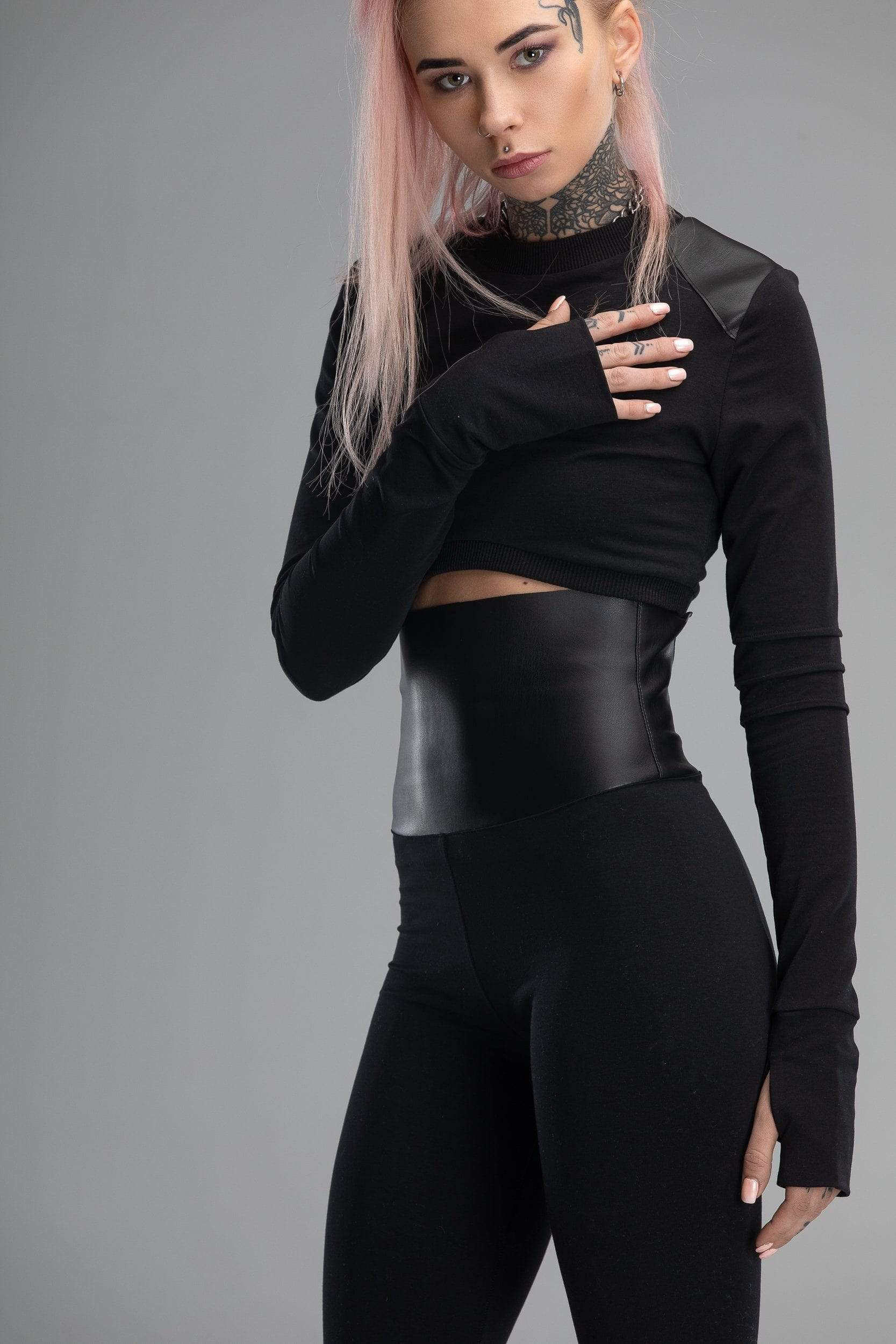 MDNT45 Sweaters, Tunics & Tops Steampunk crop top