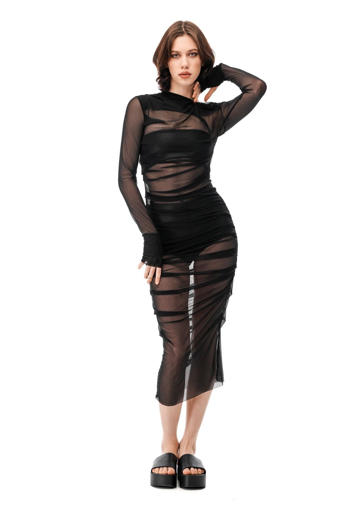 MDNT45 Viraya textured dress