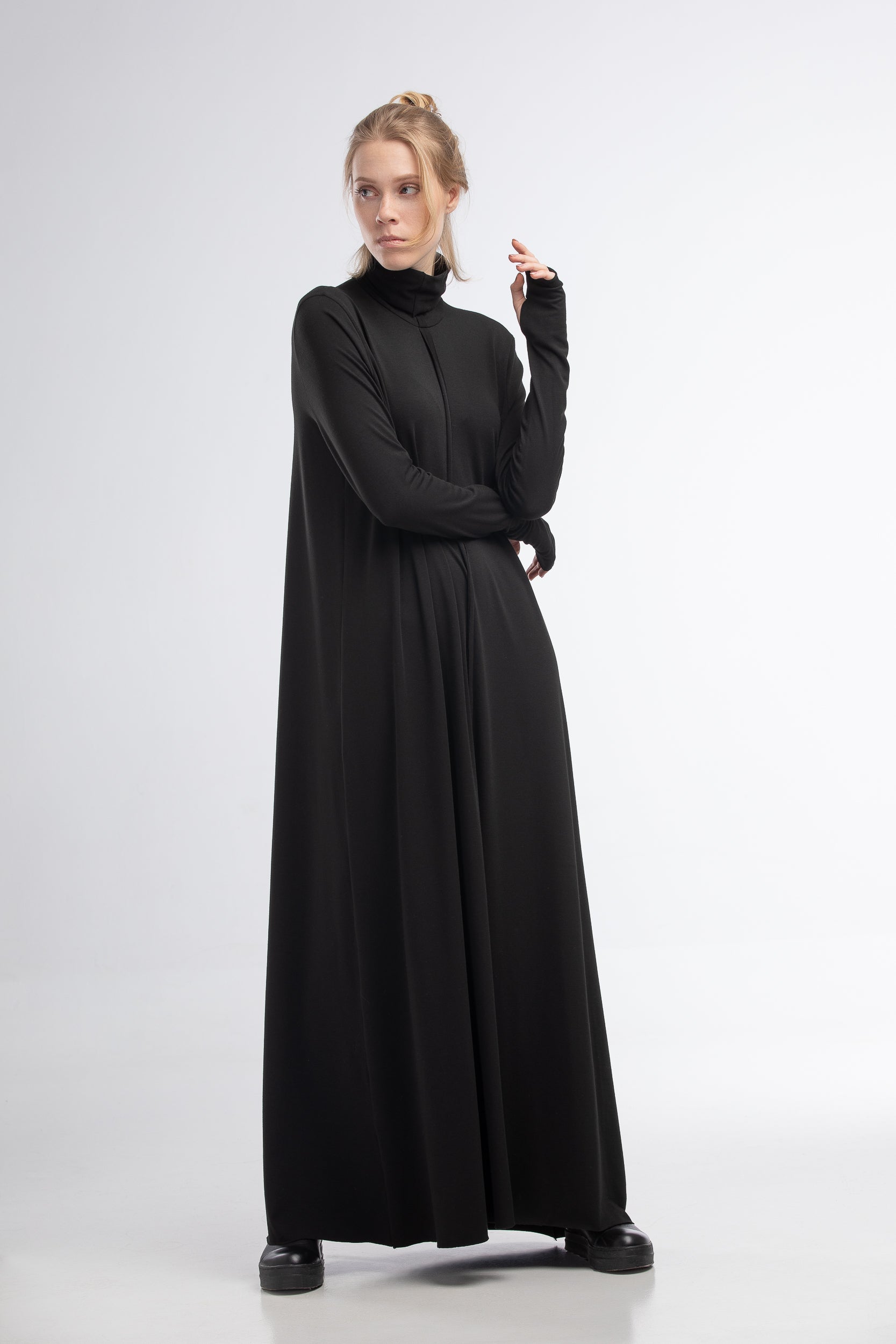 Turtleneck black maxi dress