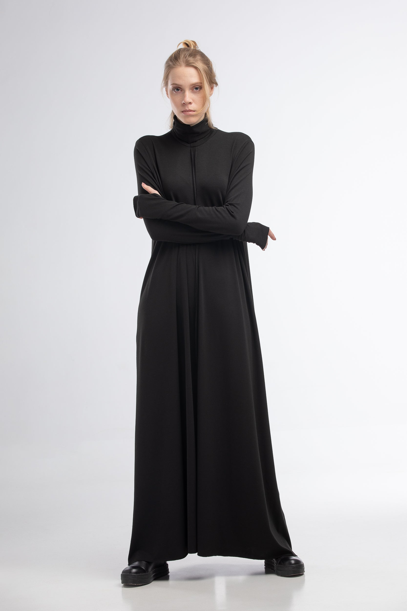 Turtleneck black maxi dress