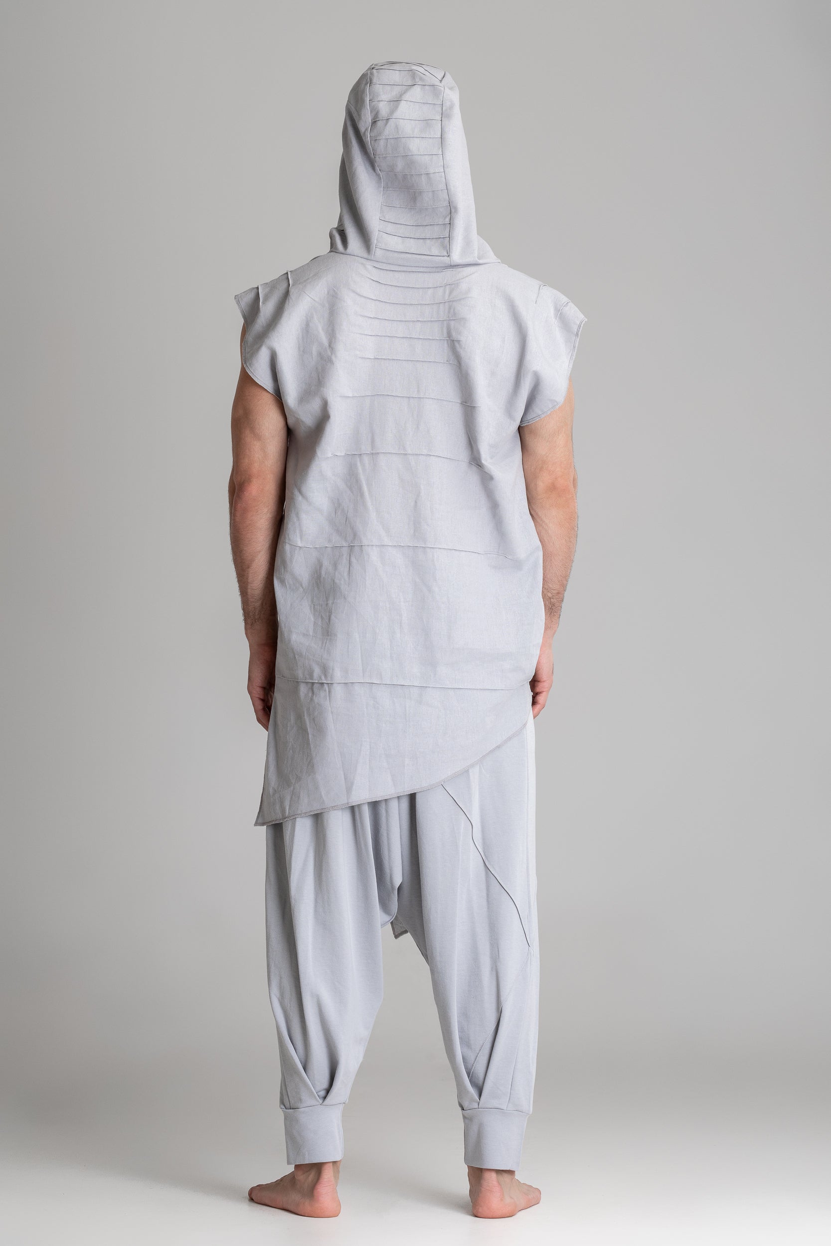 Men hooded linen shirt