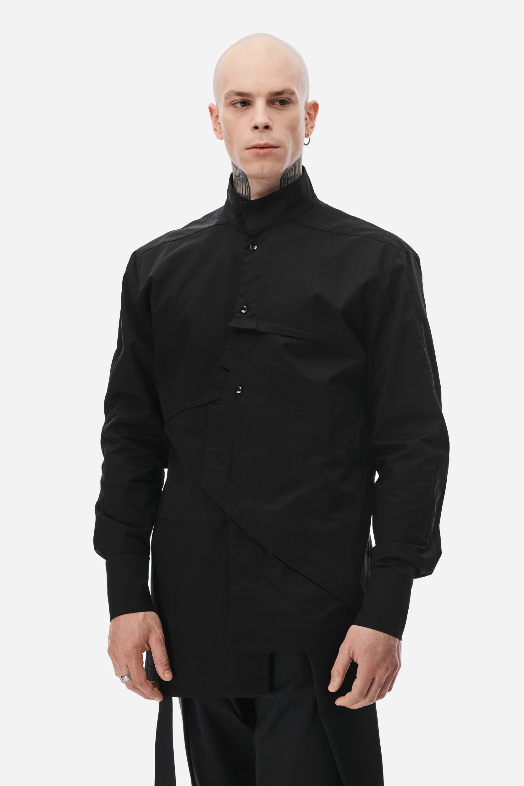 Tiered Elegance Black Shirt