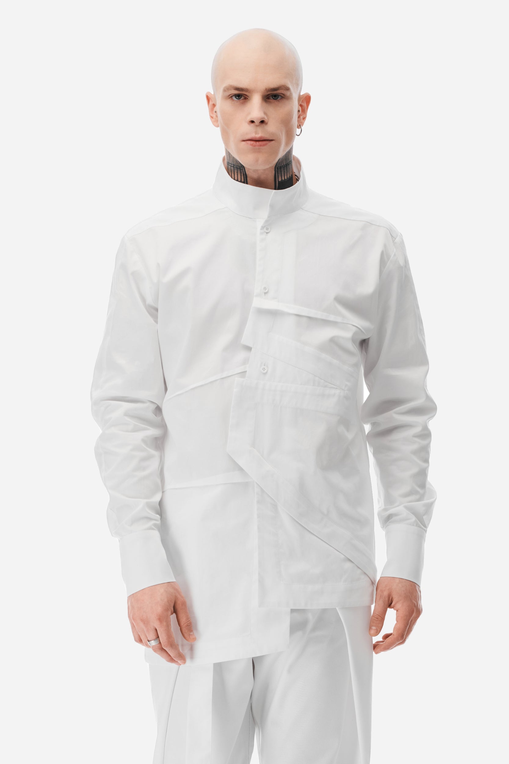 Tiered Elegance White Shirt
