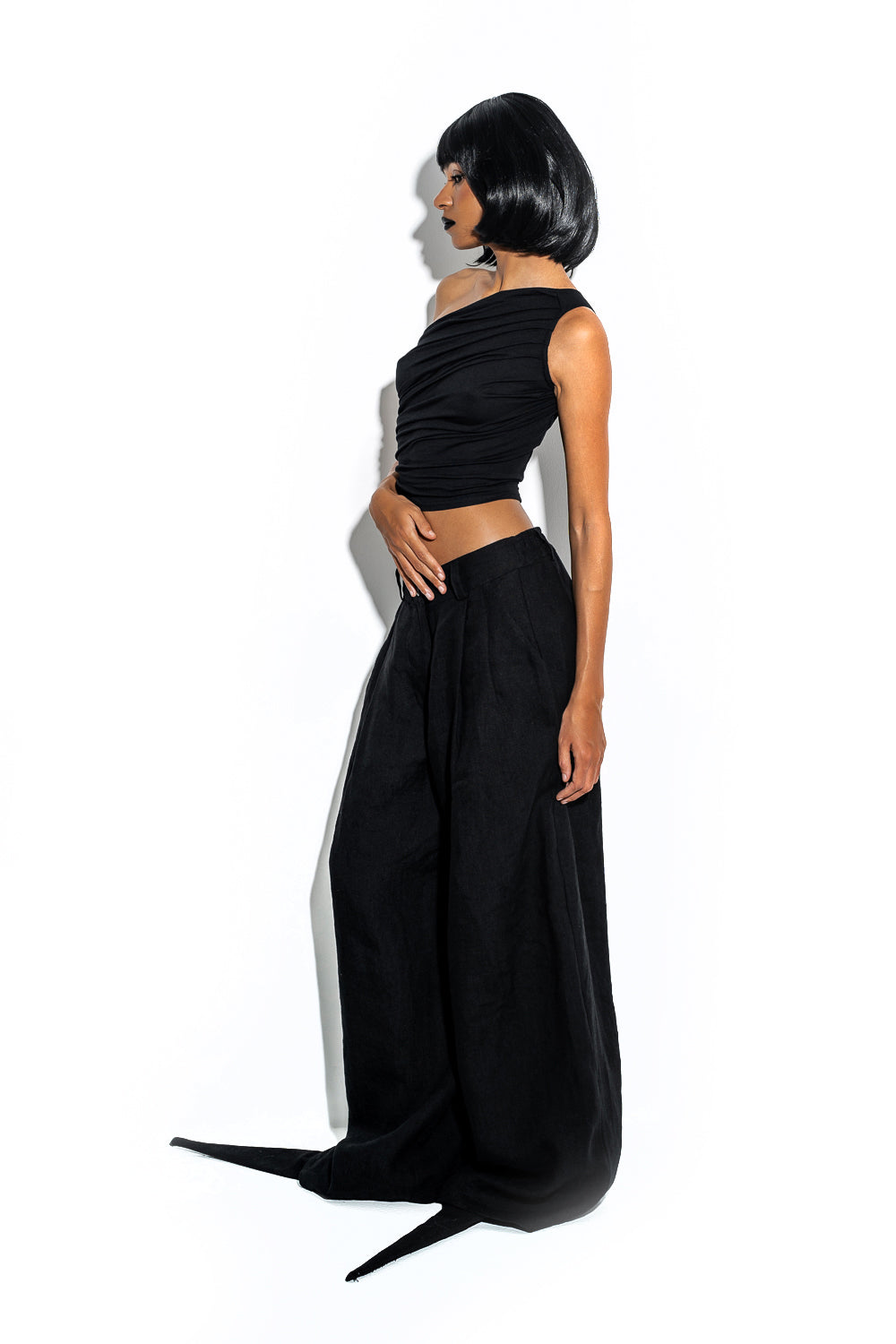 Draped one-shoulder top