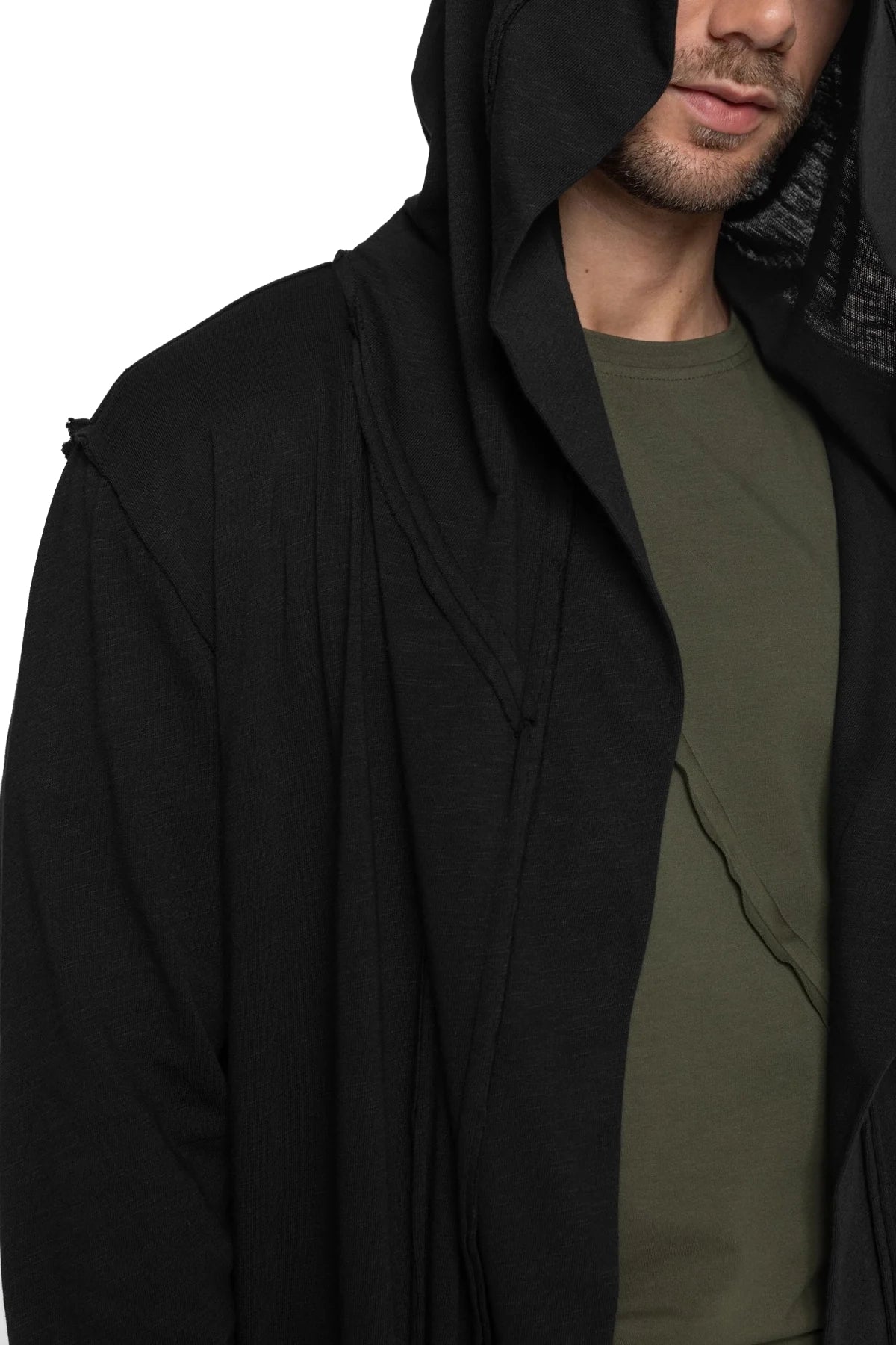 Hooded Cotton Jersey Cardigan