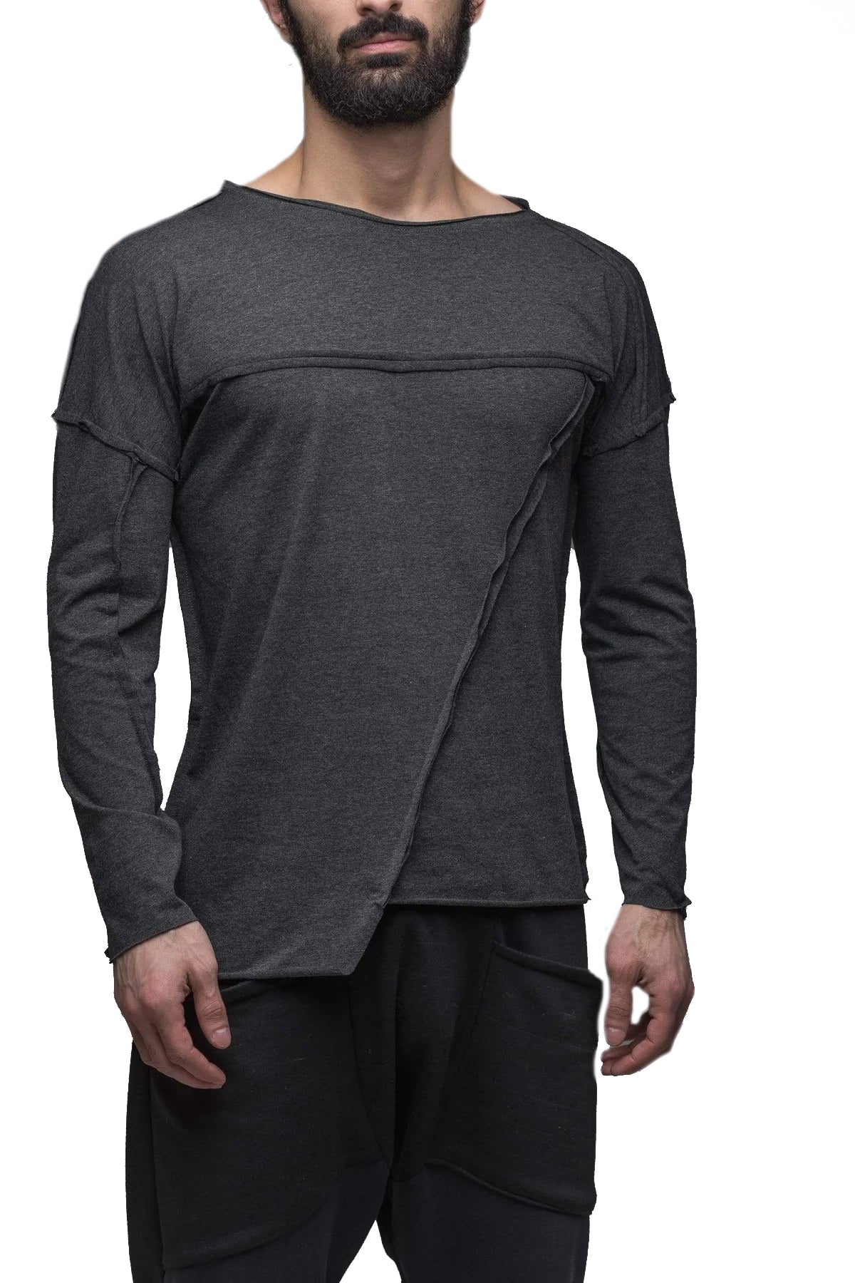 Grey Stitch Accent Long Sleeve T-shirt
