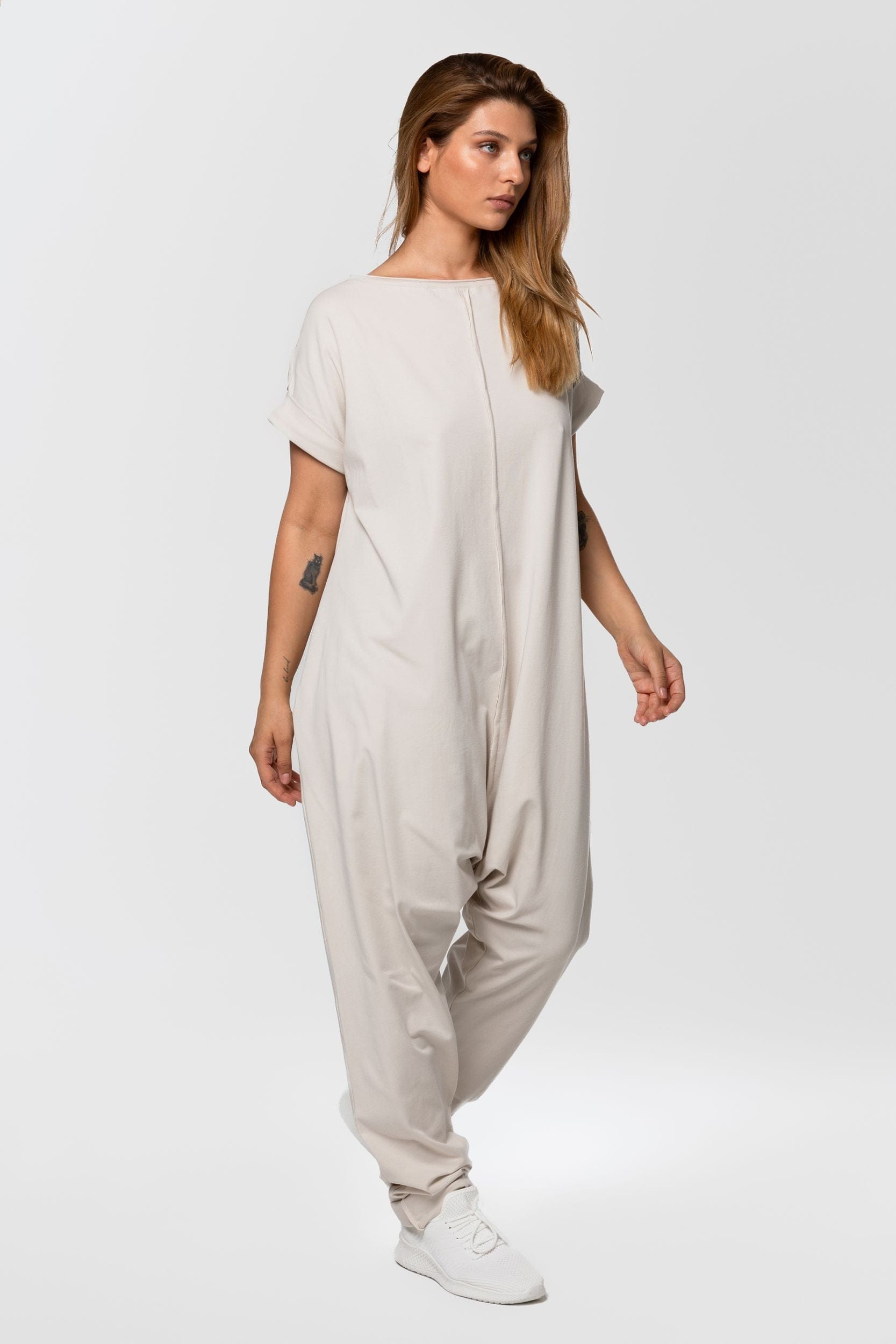 MDNT45 Belted geometric jumpsuit