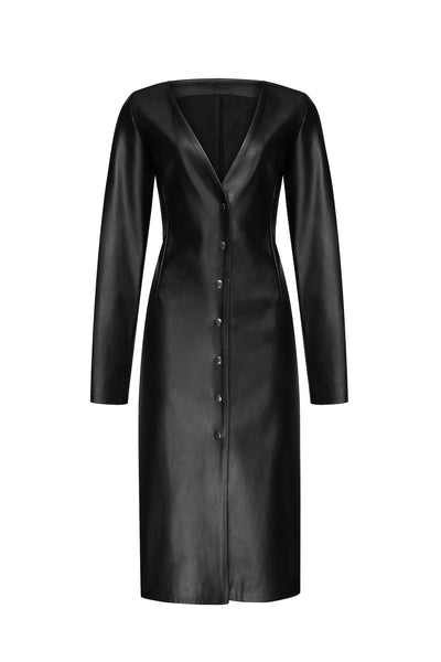 MDNT45 Dresses Black leather midi dress