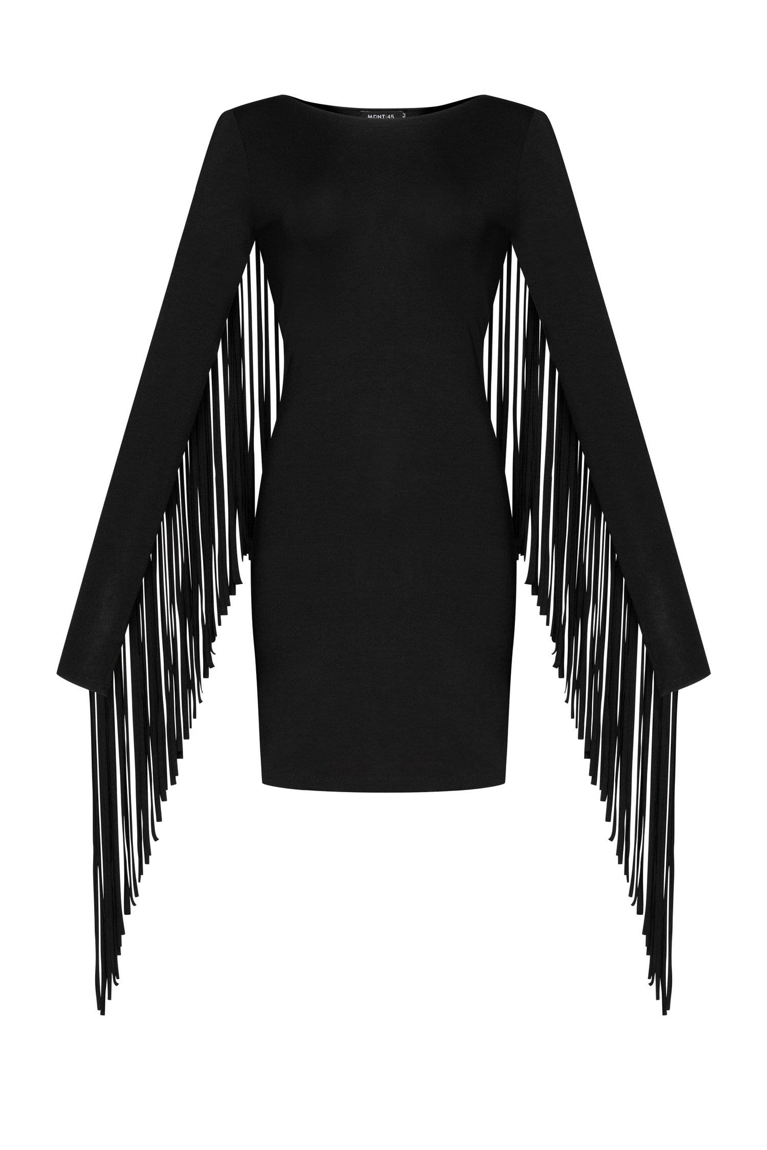 MDNT45 Dresses Fringe Mini Dress Black