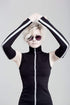 MDNT45 Sweaters, Tunics & Tops Black sleeveless turtleneck top with long fingerless gloves