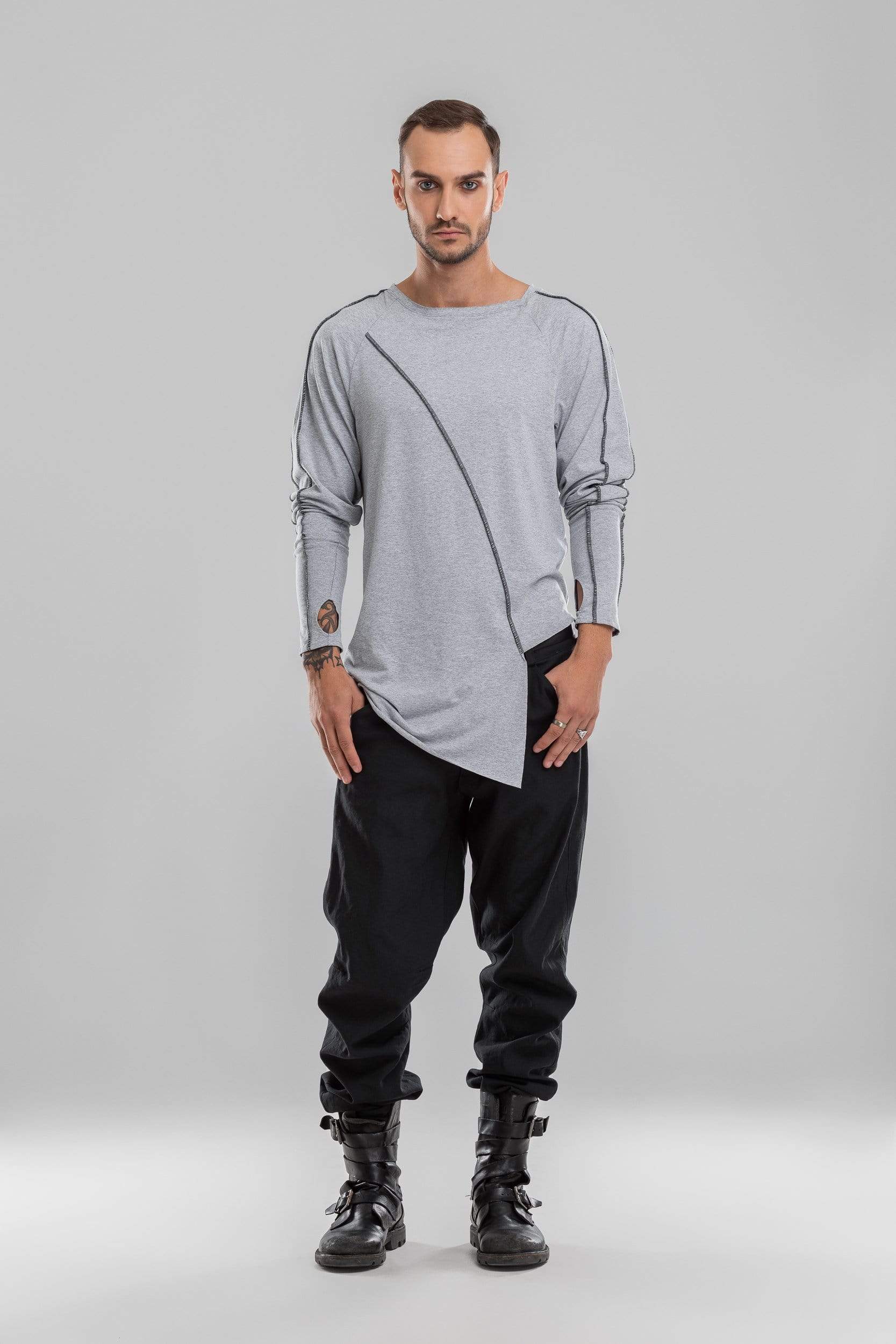MDNT45 Tops & T-shirts Grey asymmetric jumper